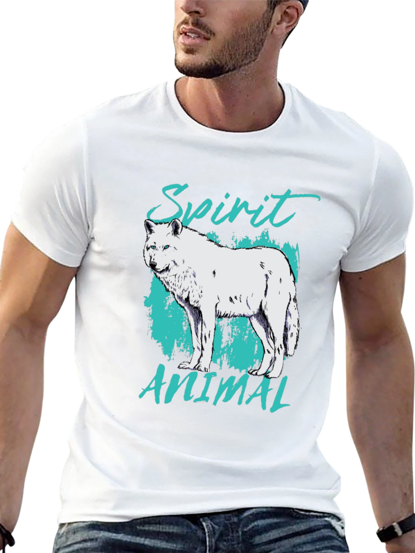 Spirit Animal Wolf Graphic Tee - Black Cotton Blend