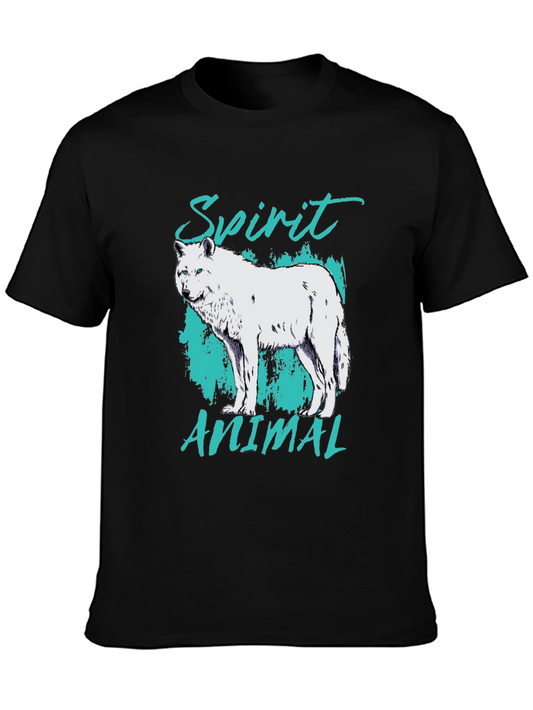 Spirit Animal Wolf Graphic Tee - Black Cotton Blend