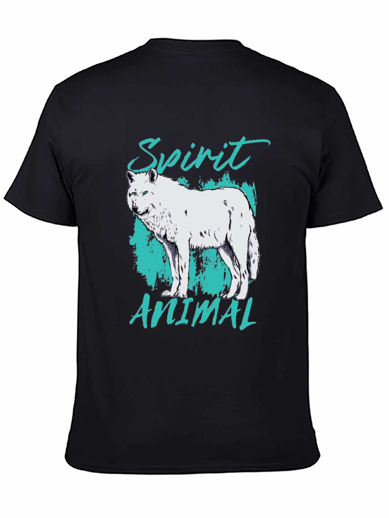 Spirit Animal Wolf Graphic Tee - Black Cotton Blend