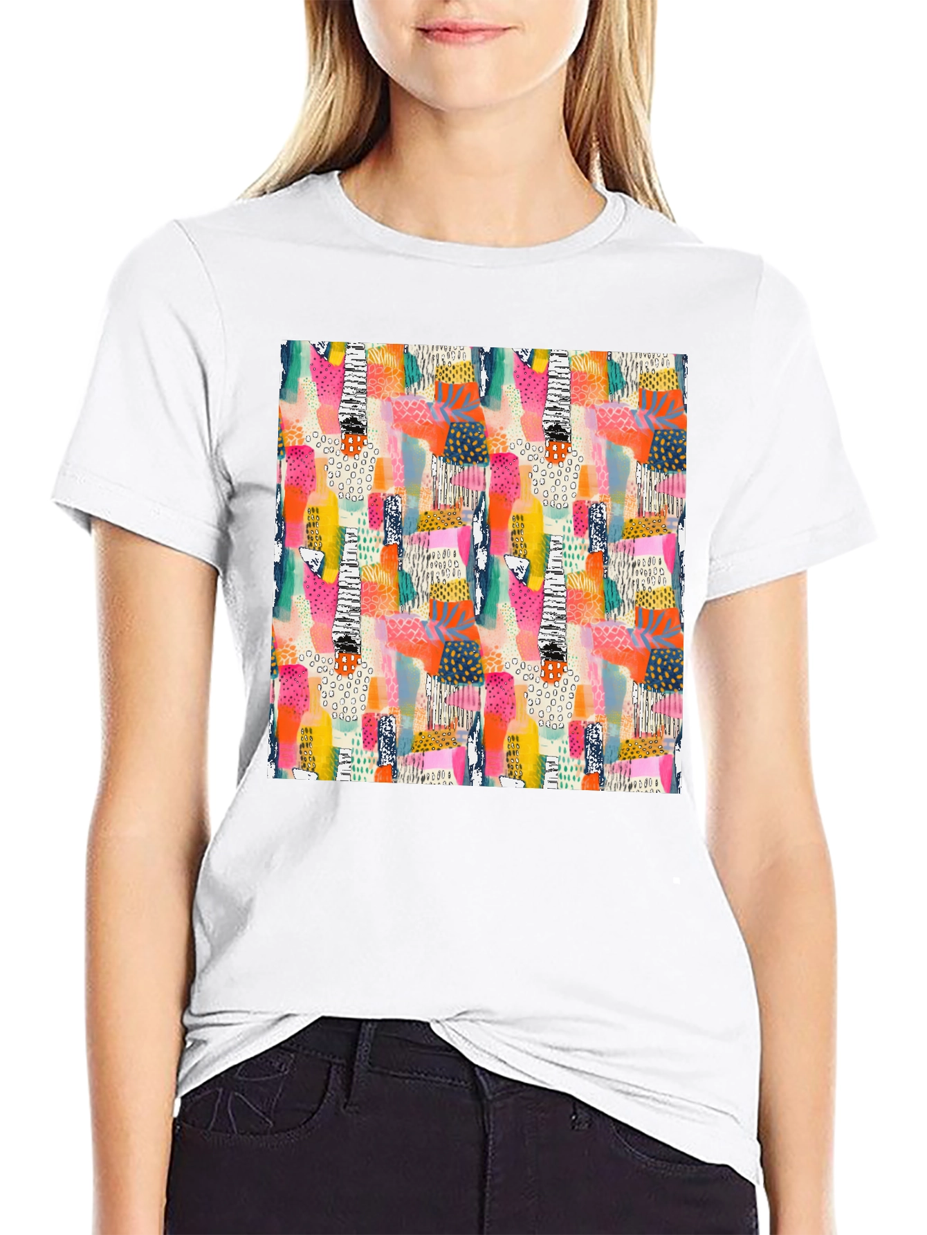 Abstract Pattern Black T-Shirt