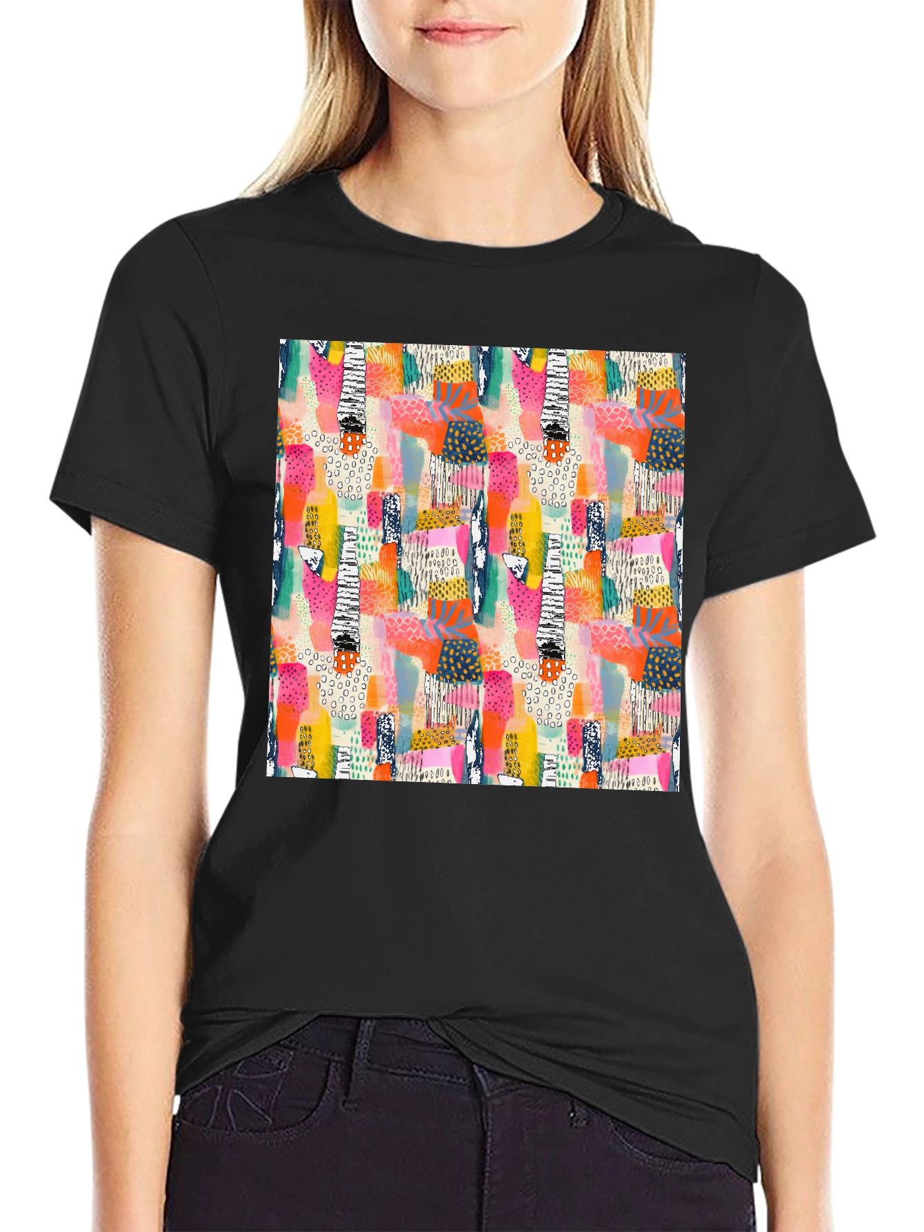 Abstract Pattern Black T-Shirt