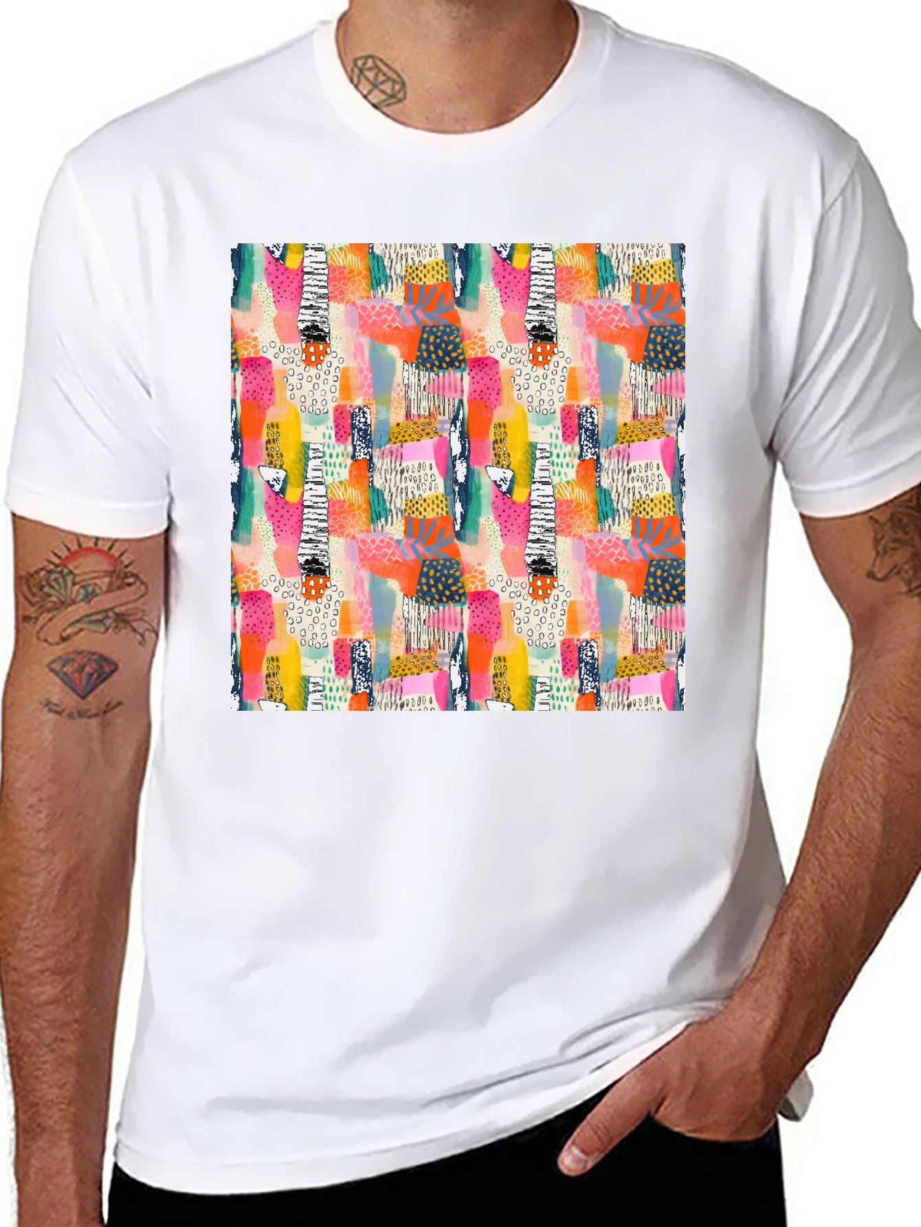 Abstract Pattern Black T-Shirt