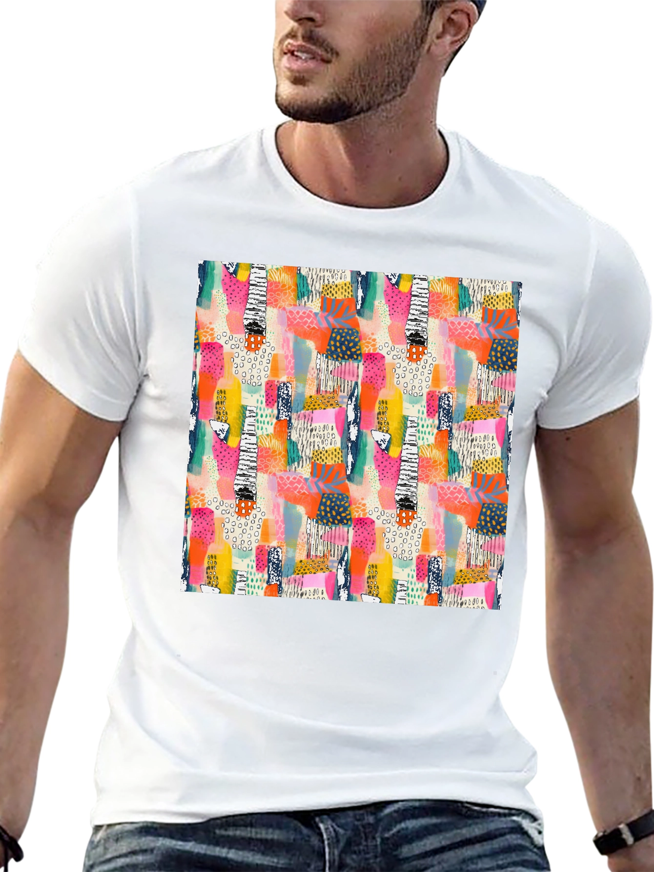 Abstract Pattern Black T-Shirt