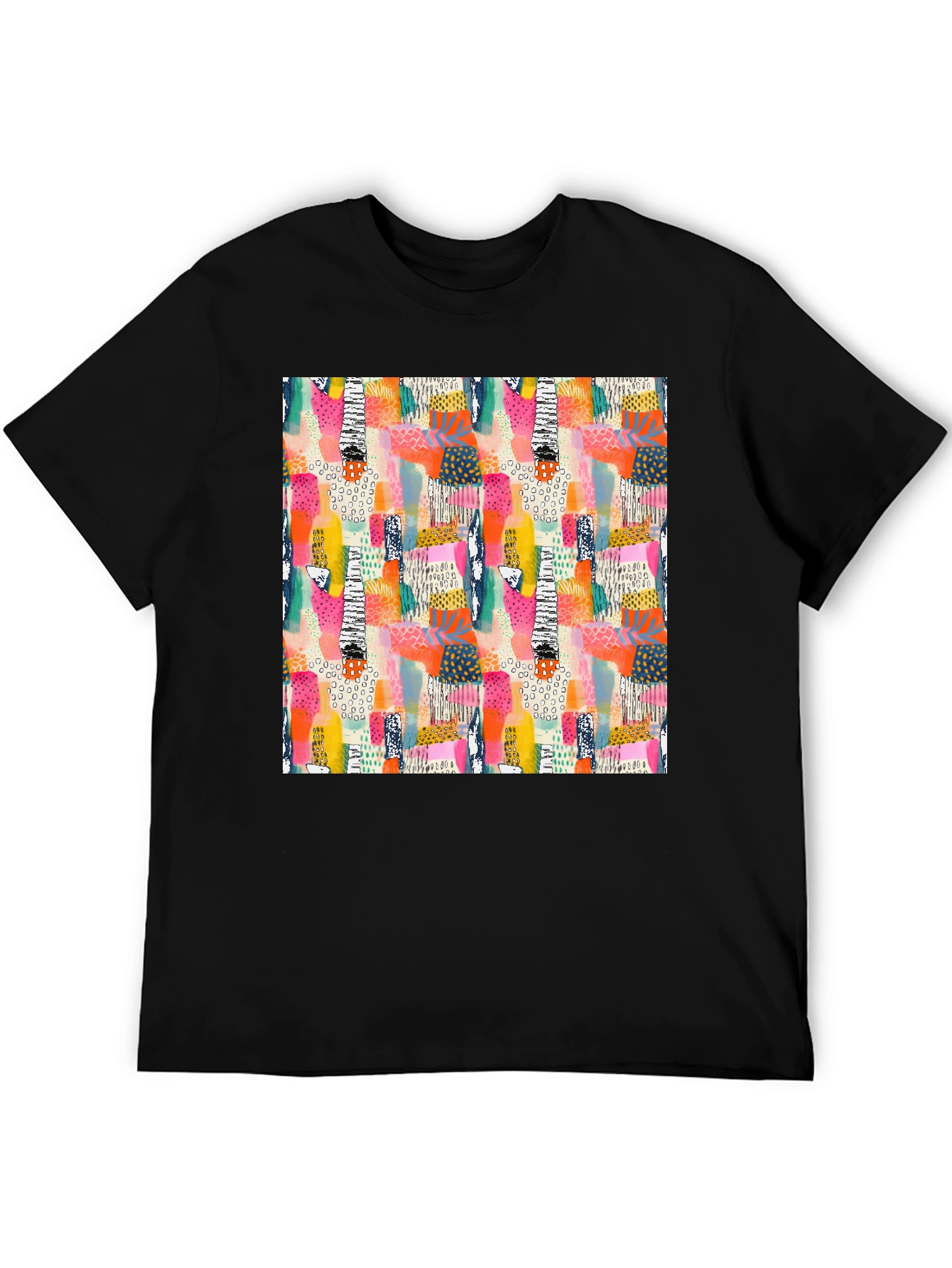 Abstract Pattern Black T-Shirt