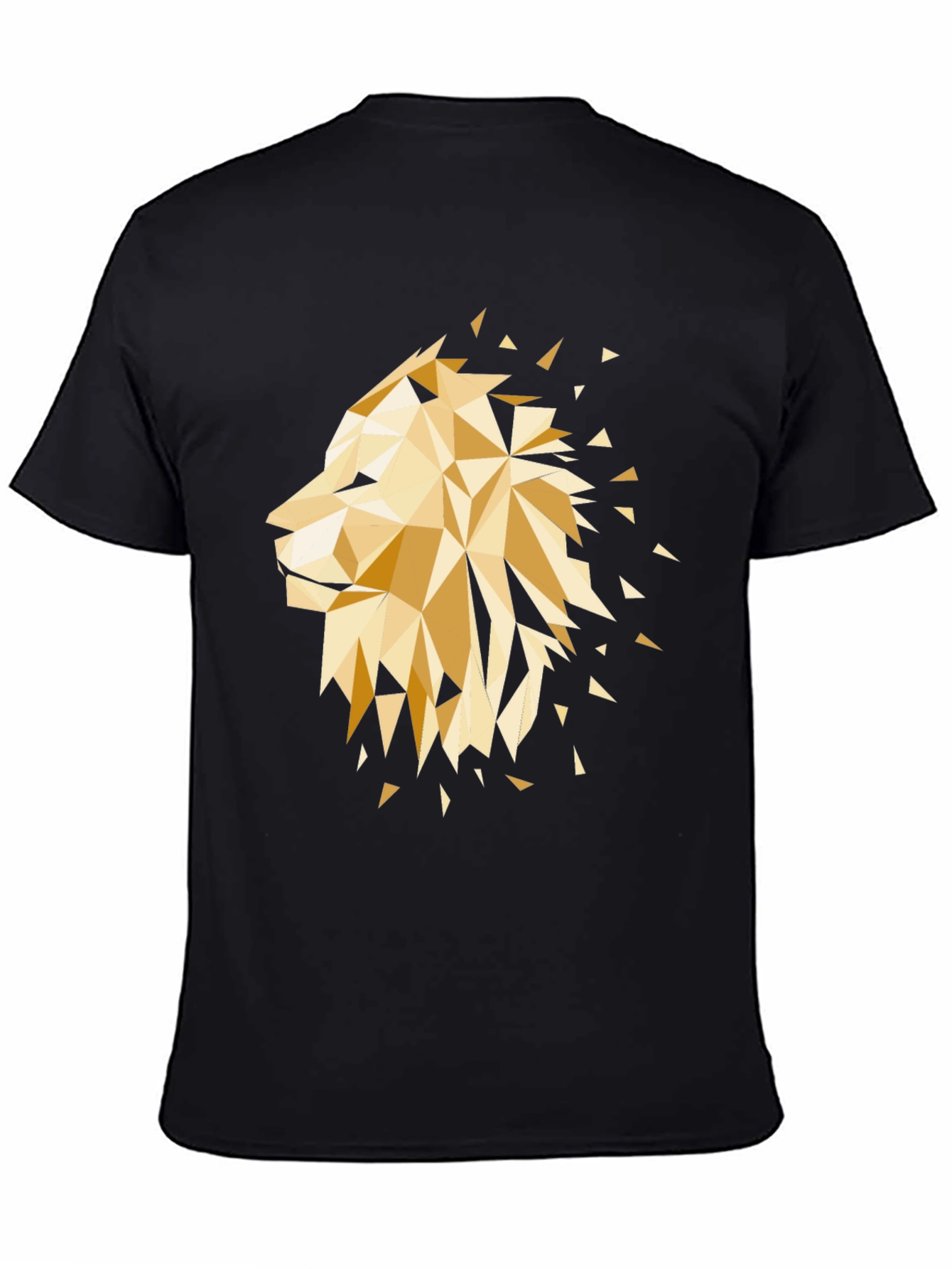 Geometric Lion Graphic Tee - Black