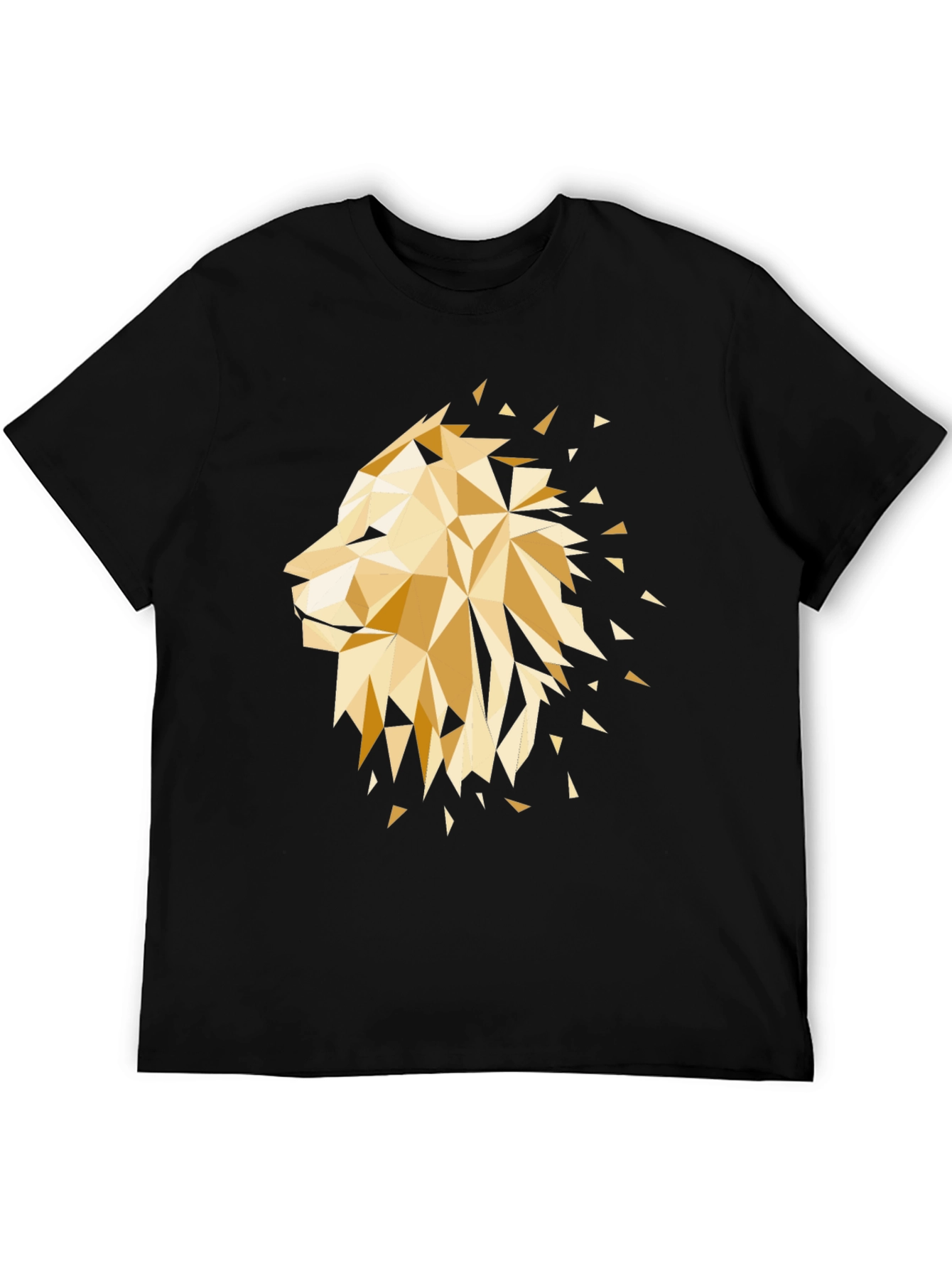 Geometric Lion Graphic Tee - Black