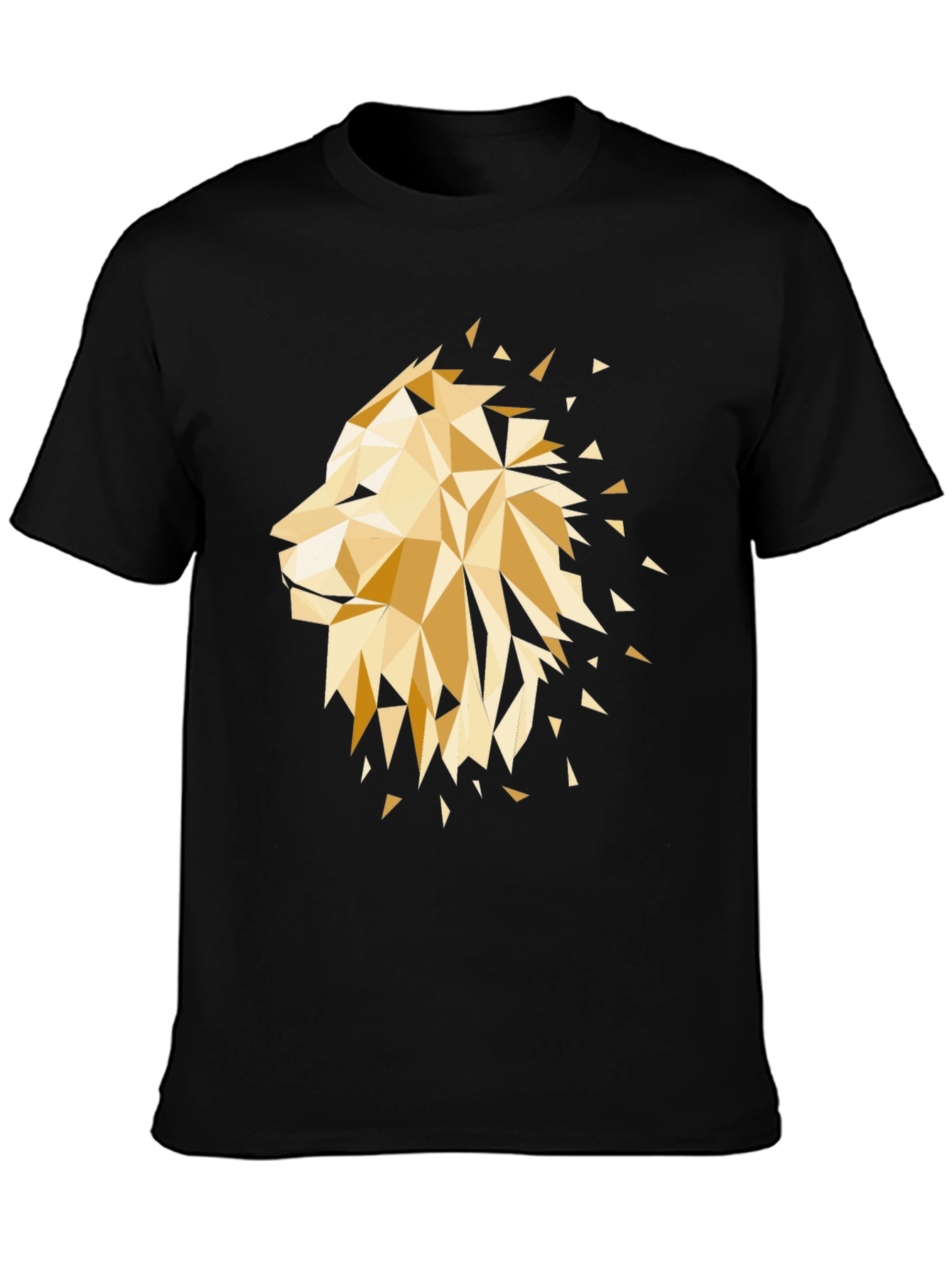 Geometric Lion Graphic Tee - Black