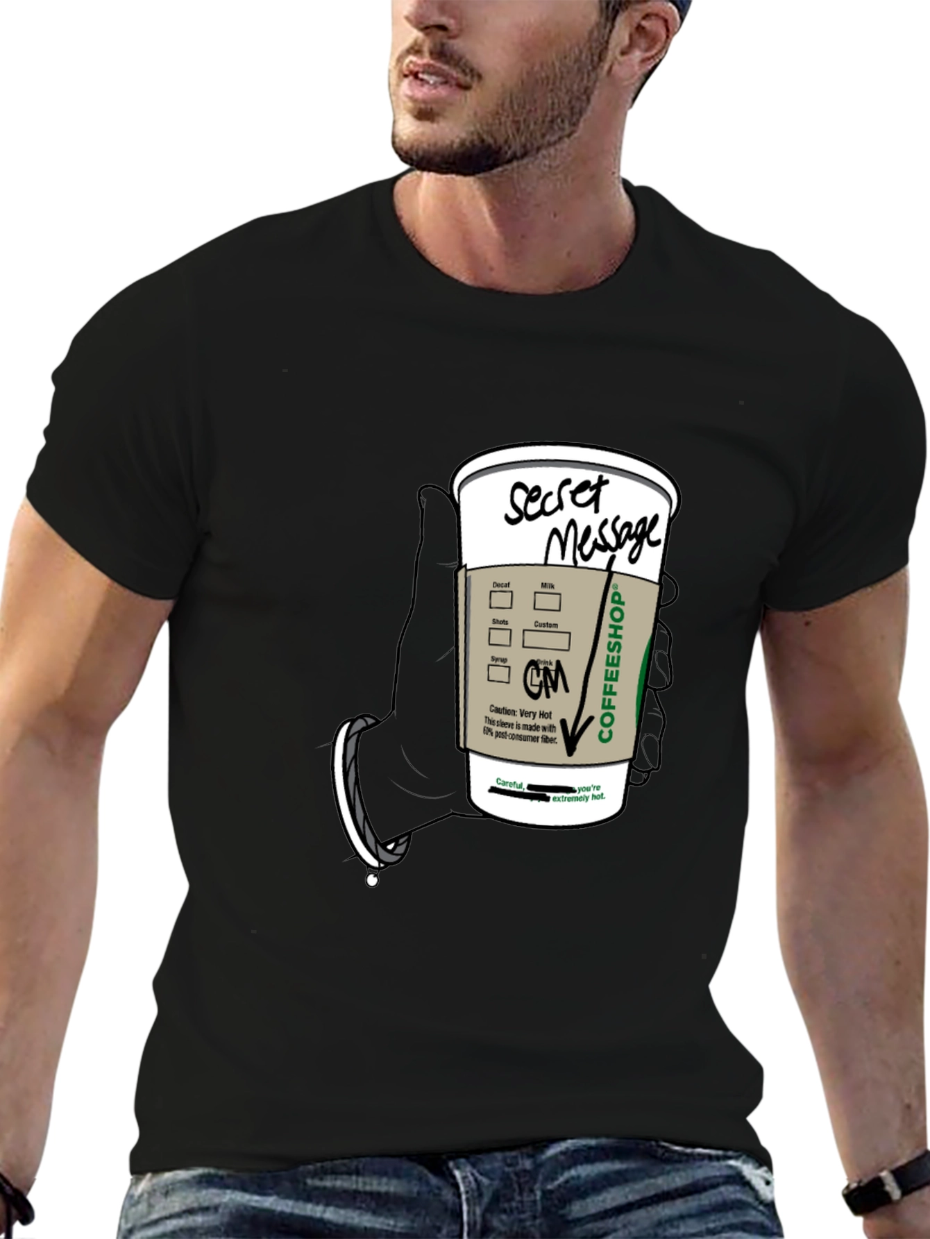Coffee Secret Message T-Shirt - Fun Novelty Tee