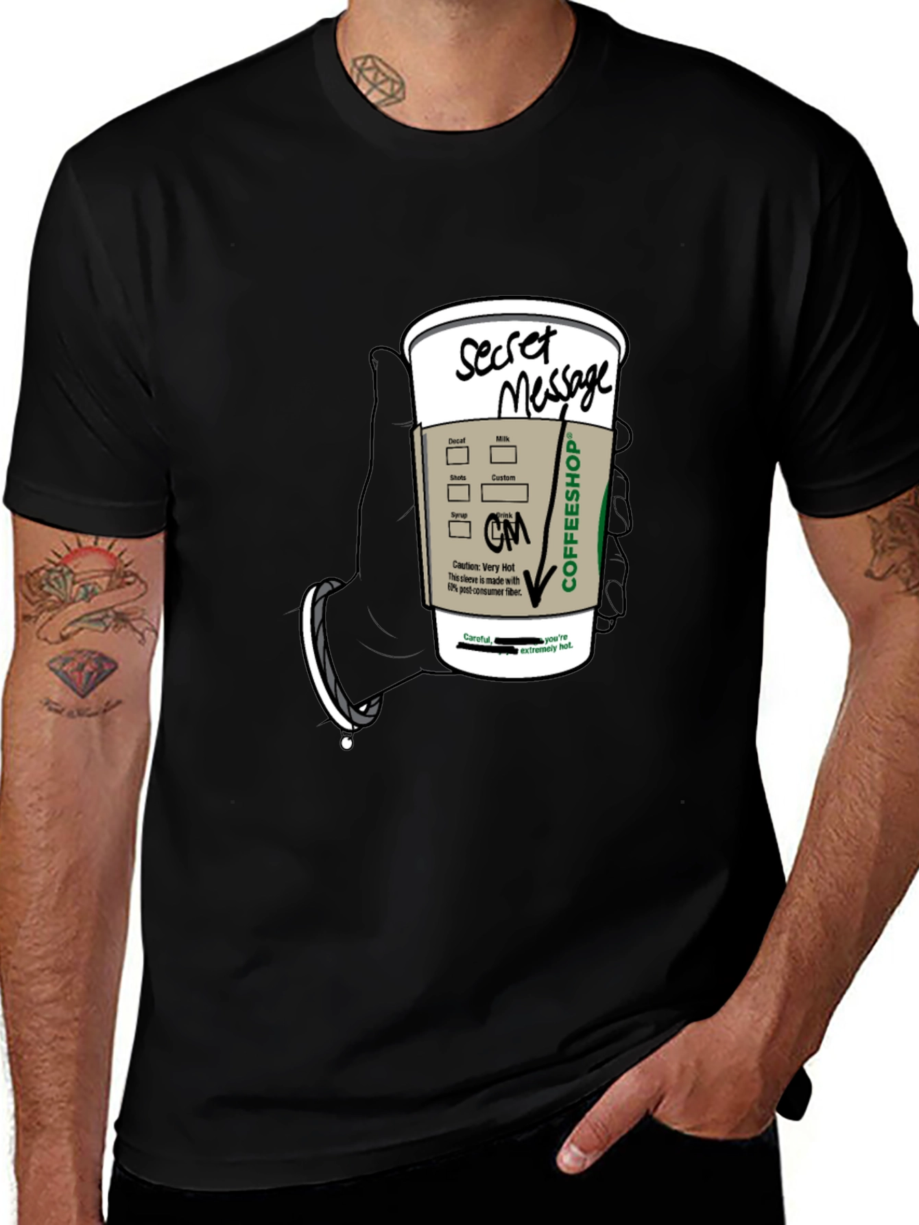 Coffee Secret Message T-Shirt - Fun Novelty Tee