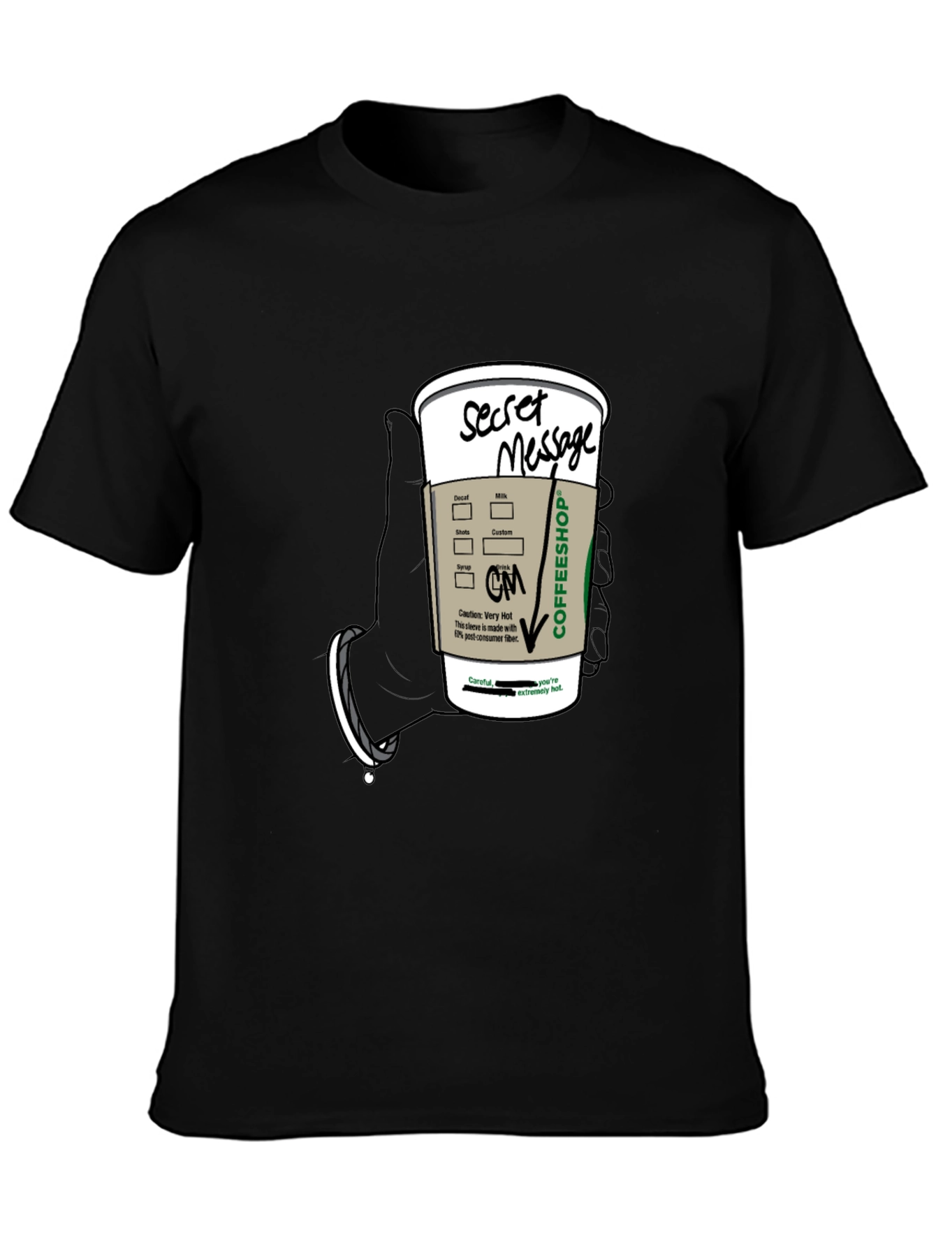 Coffee Secret Message T-Shirt - Fun Novelty Tee