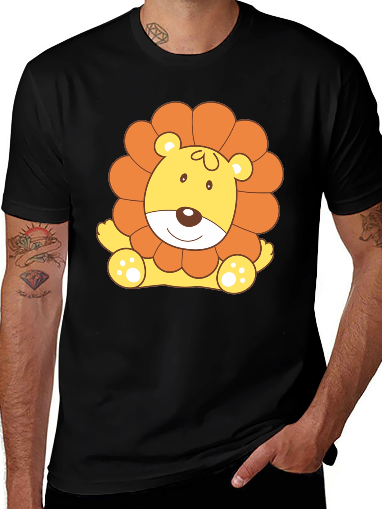 Cute Lion Graphic Tee - Black T-Shirt
