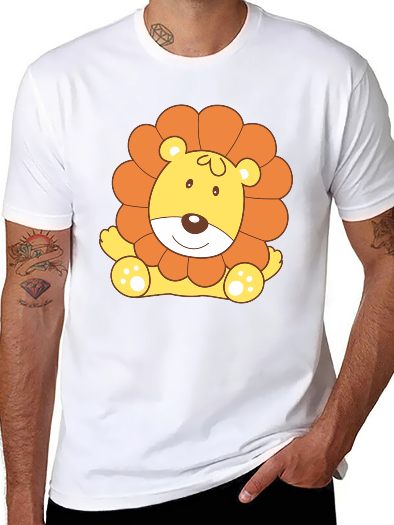 Cute Lion Graphic Tee - Black T-Shirt