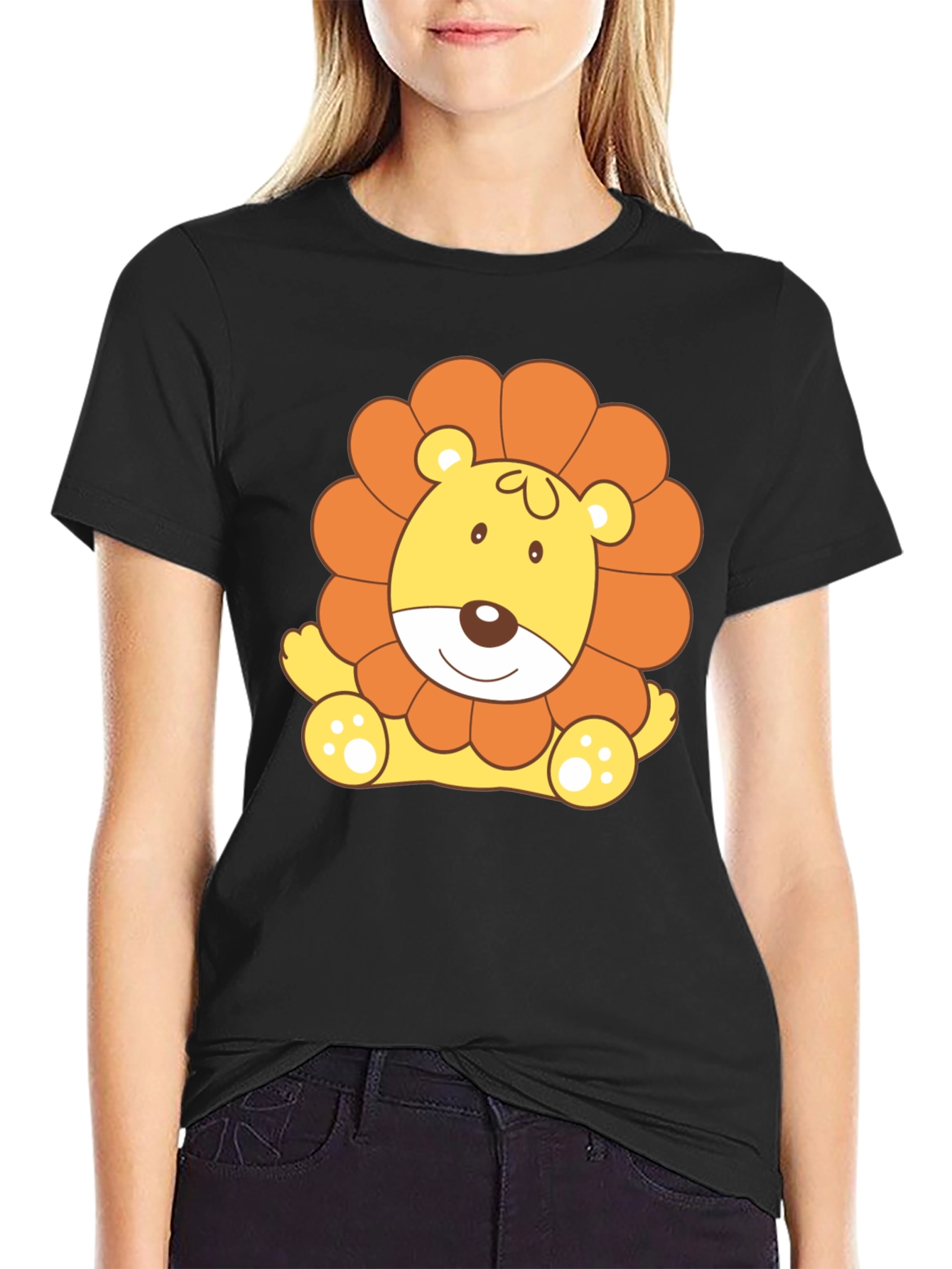 Cute Lion Graphic Tee - Black T-Shirt