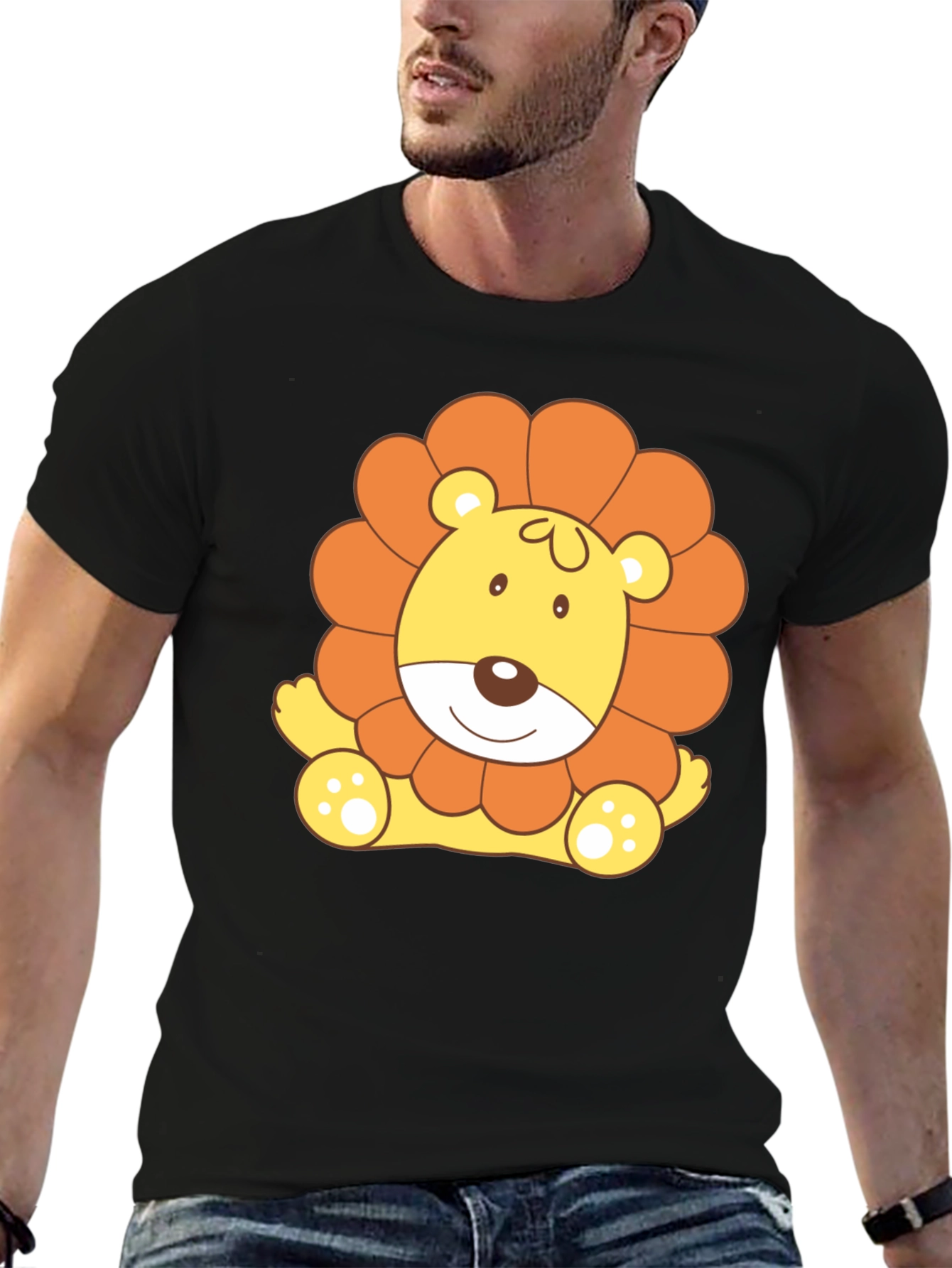 Cute Lion Graphic Tee - Black T-Shirt