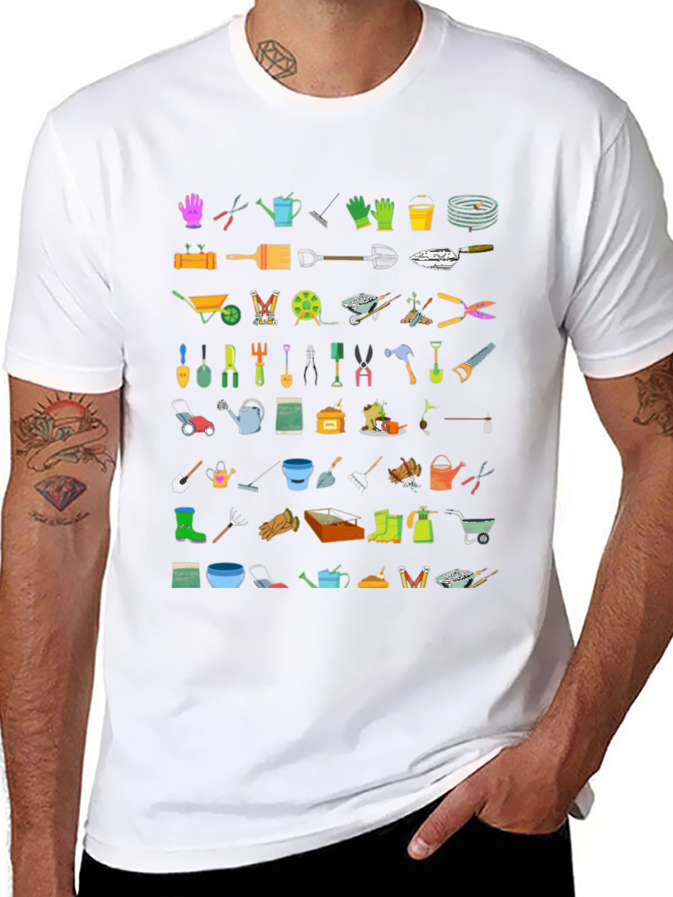 Gardening Tool Print Tee - Stylish & Functional
