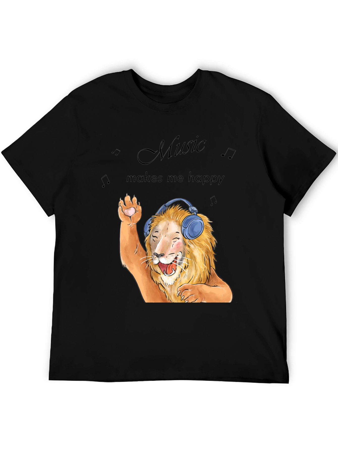 Lion Music Lover T-Shirt - Music Makes Me Happy