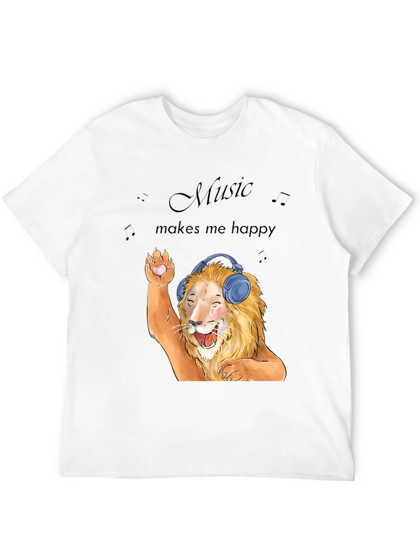 Lion Music Lover T-Shirt - Music Makes Me Happy