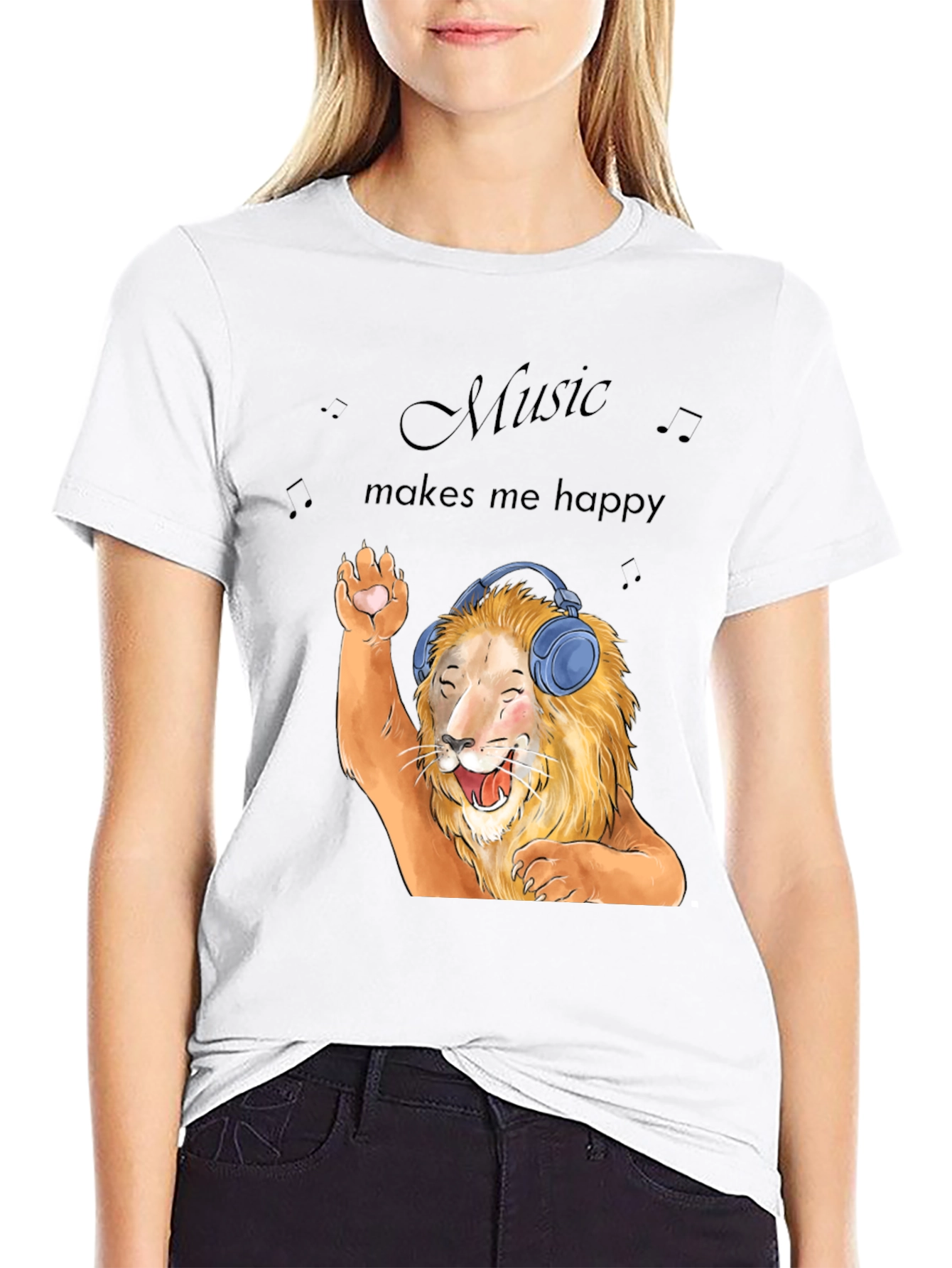 Lion Music Lover T-Shirt - Music Makes Me Happy