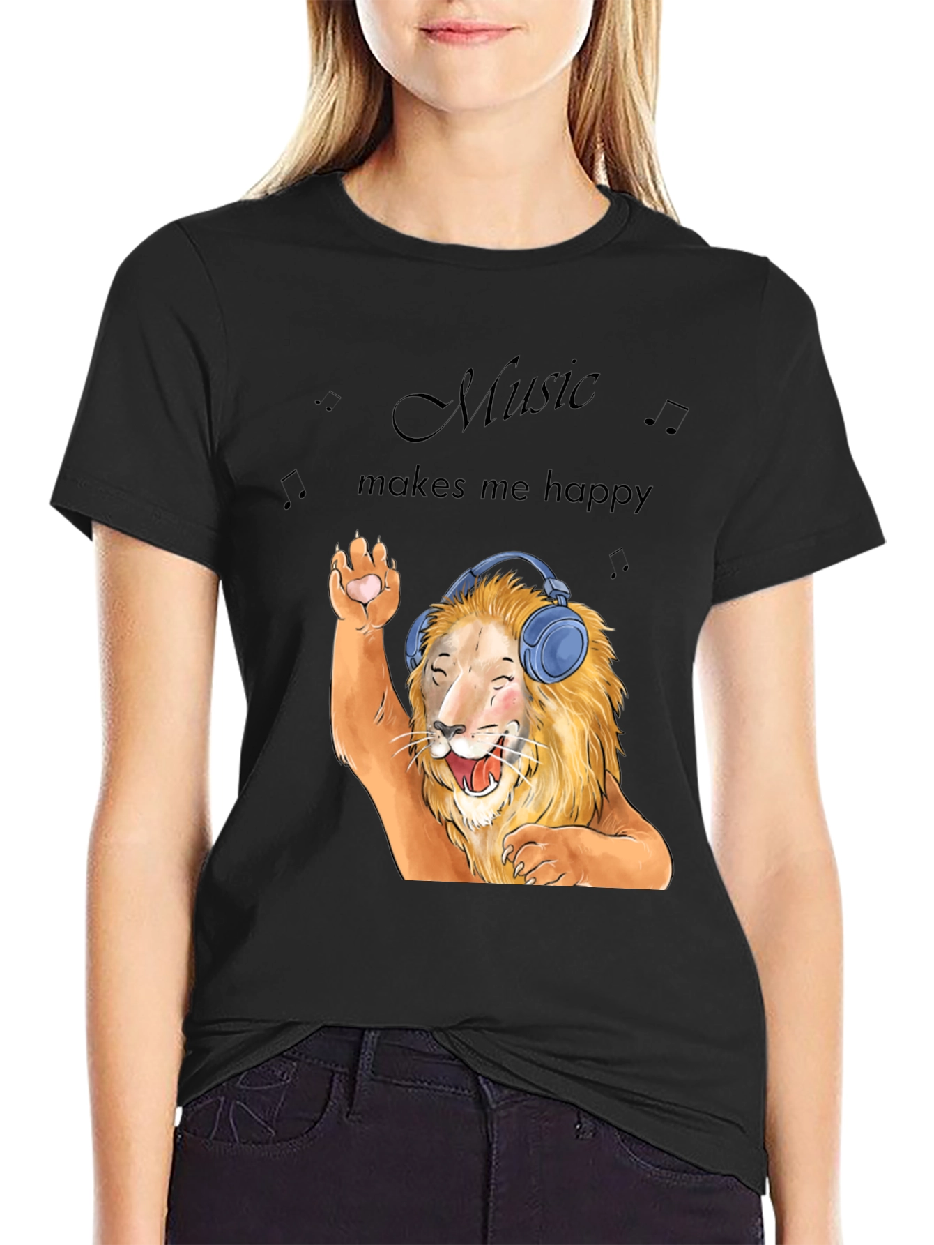 Lion Music Lover T-Shirt - Music Makes Me Happy