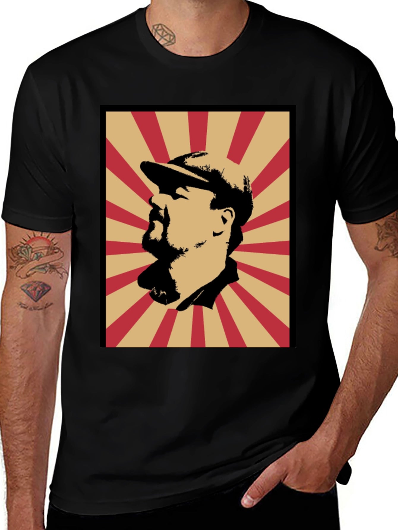 Retro Graphic Tee - Man Silhouette with Beanie Hat