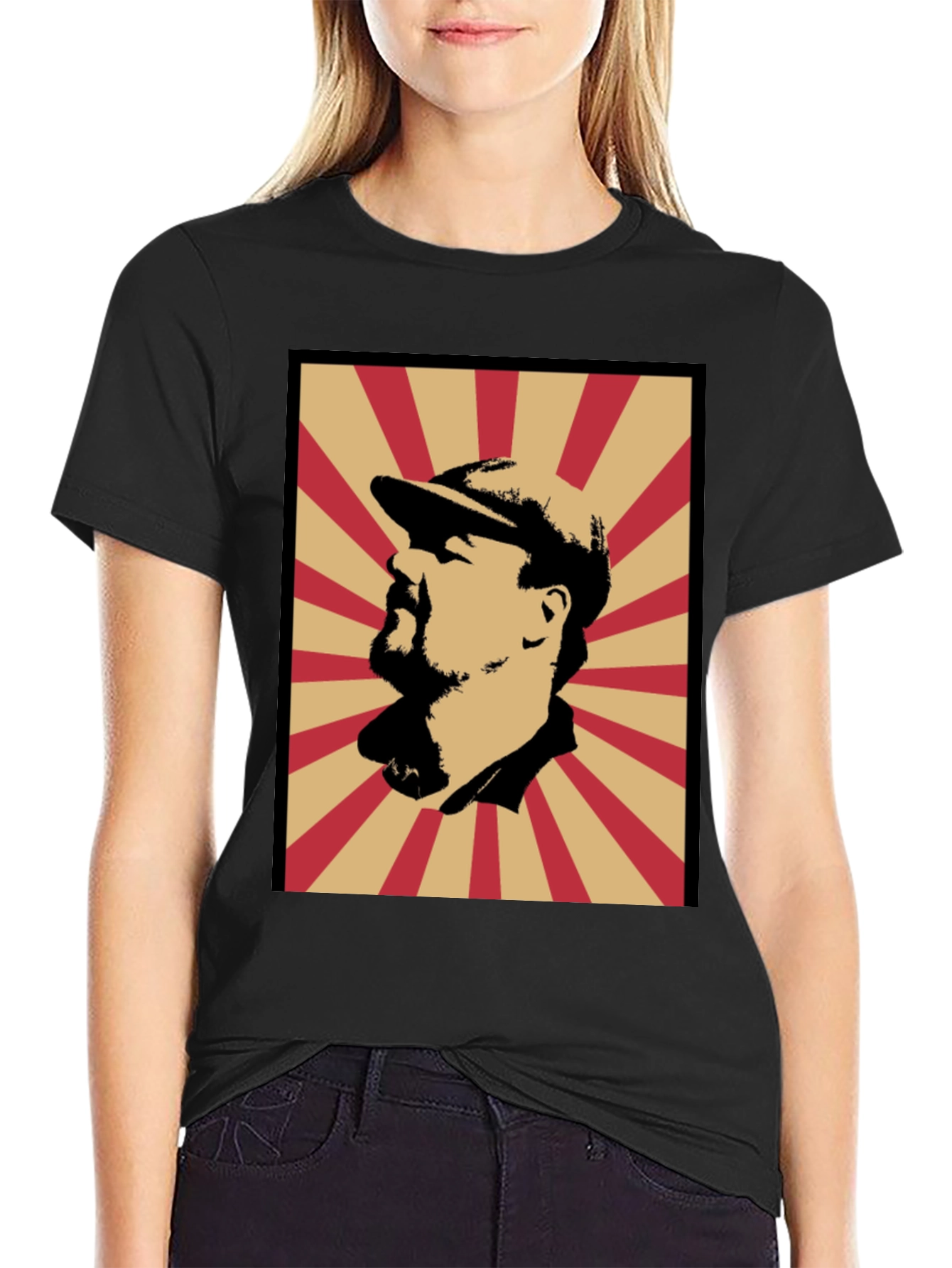 Retro Graphic Tee - Man Silhouette with Beanie Hat