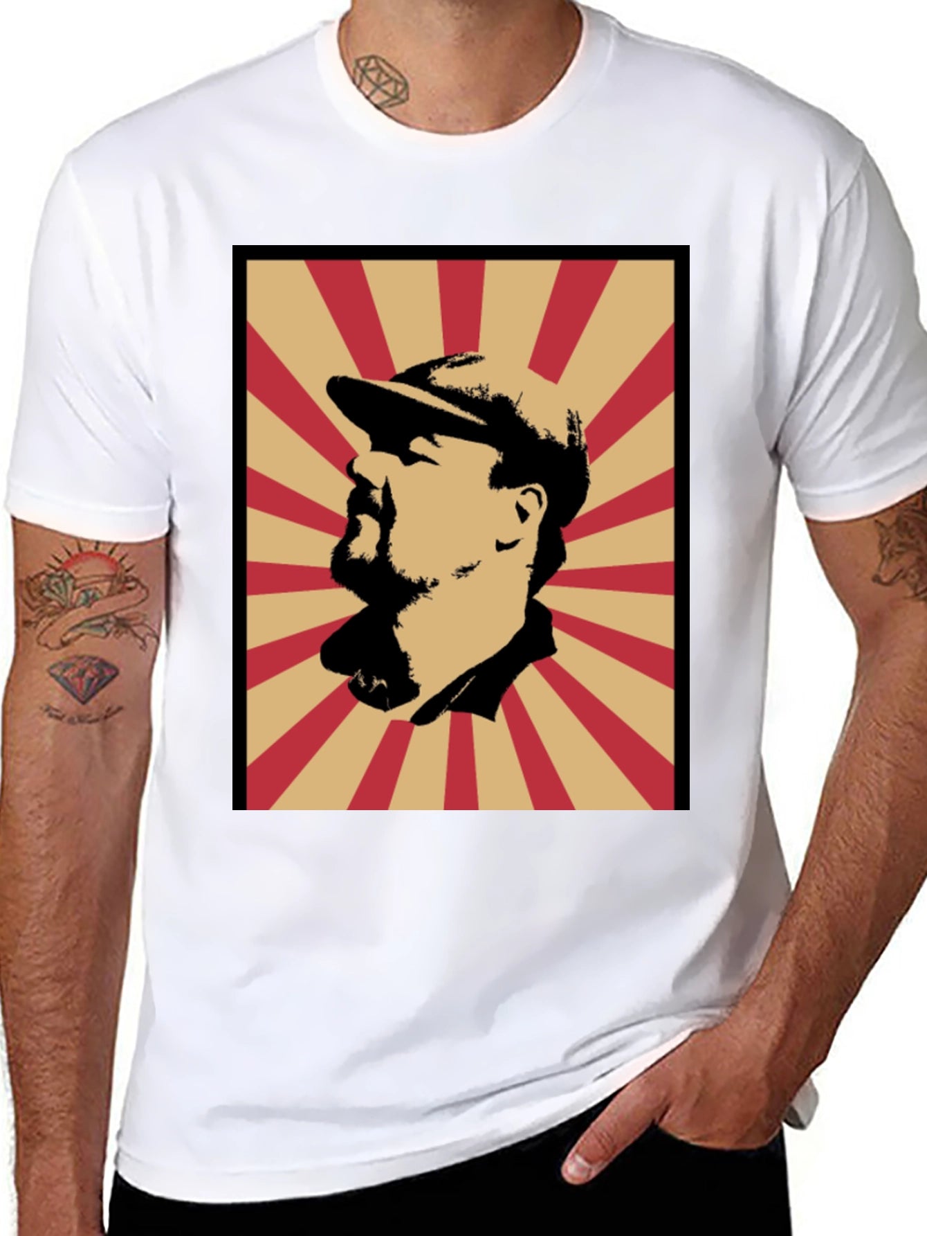 Retro Graphic Tee - Man Silhouette with Beanie Hat