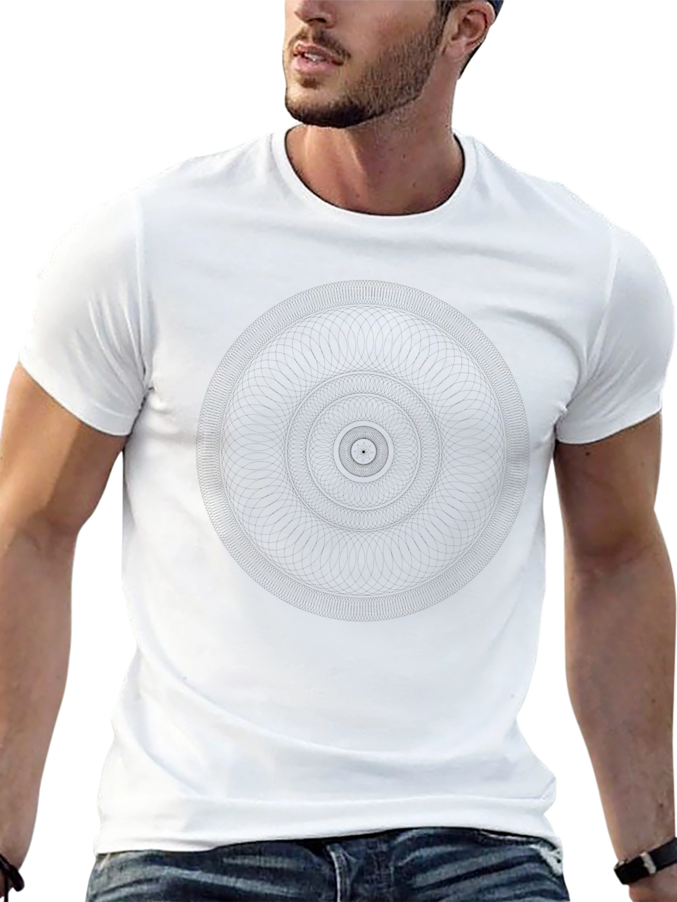 Mens Black Circle Graphic Tee - Modern Casual Style