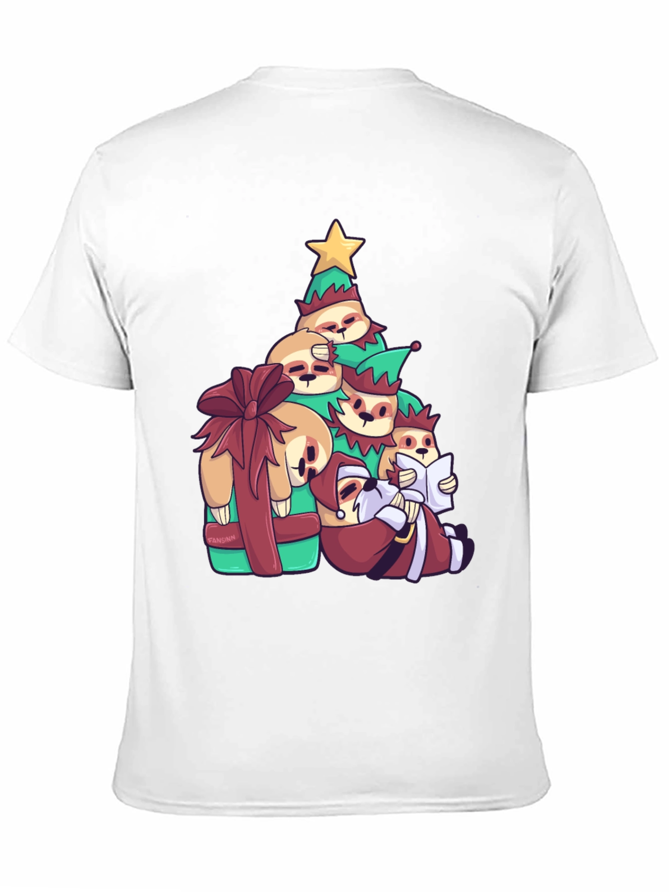 Christmas Sloth Stack T-Shirt - Holiday Fun