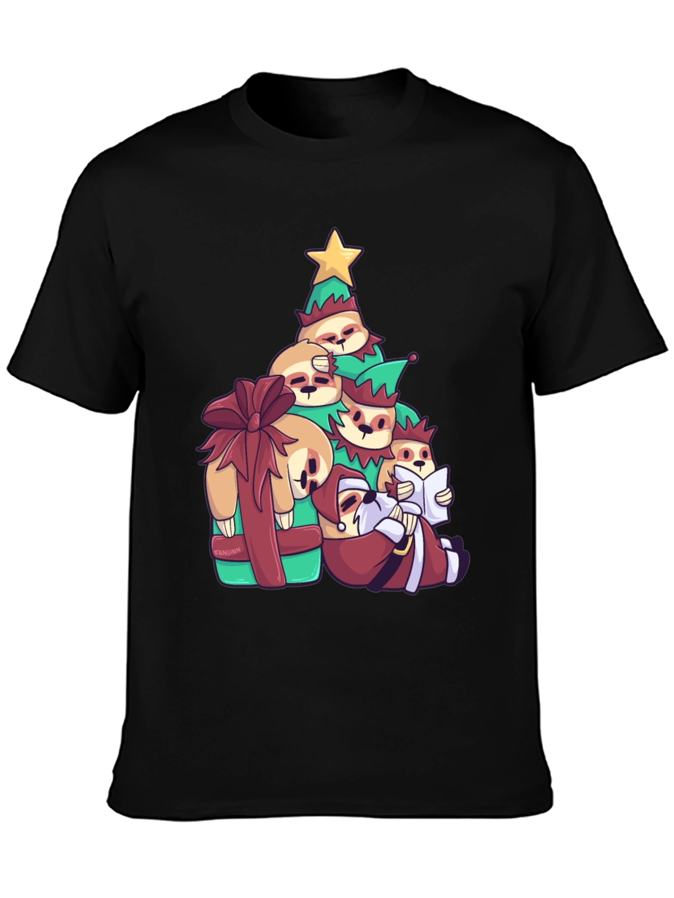 Christmas Sloth Stack T-Shirt - Holiday Fun