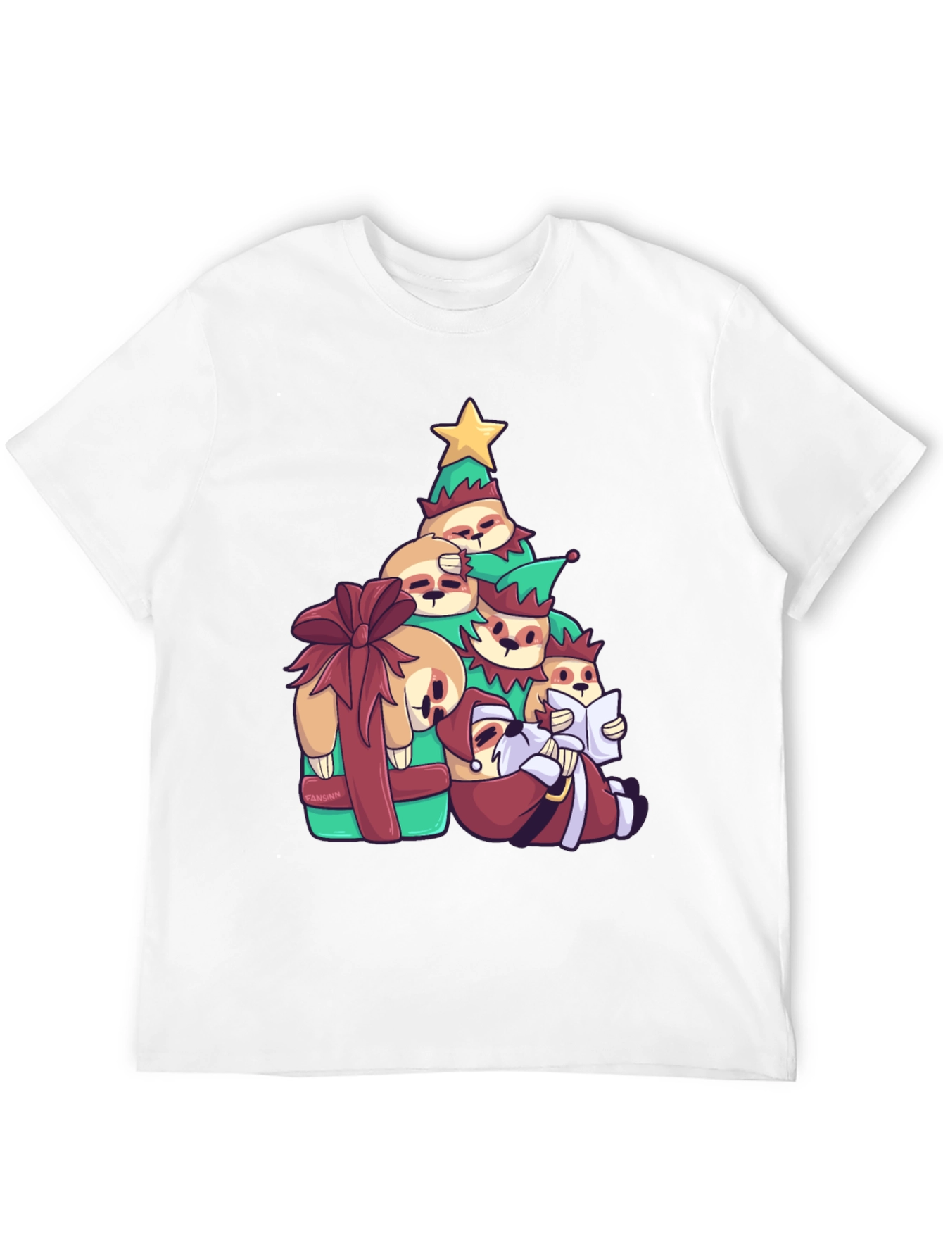 Christmas Sloth Stack T-Shirt - Holiday Fun