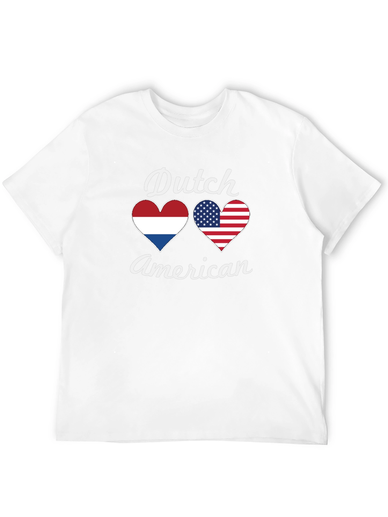 Dutch American Pride T-Shirt Flag Hearts Design