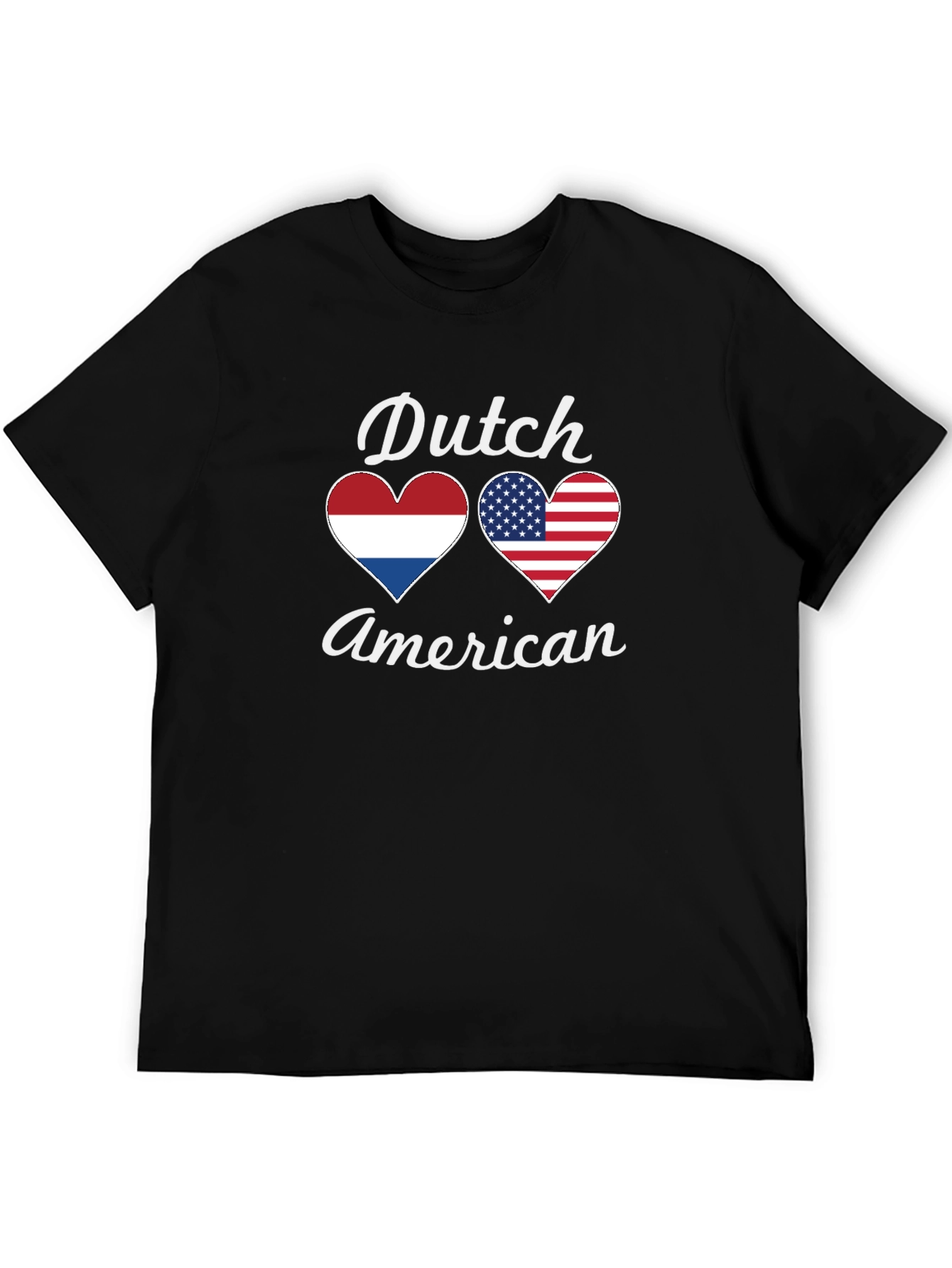 Dutch American Pride T-Shirt Flag Hearts Design