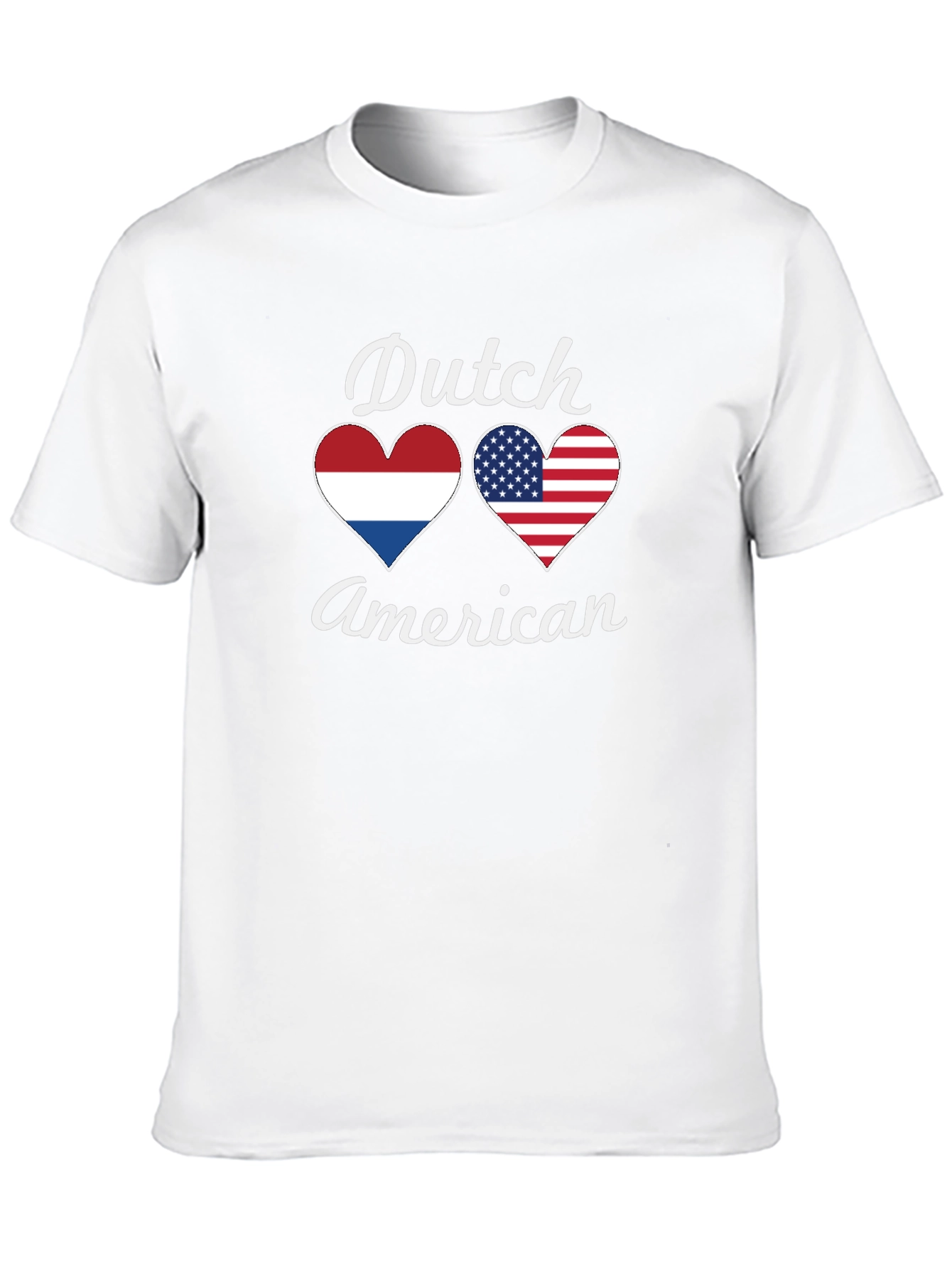 Dutch American Pride T-Shirt Flag Hearts Design