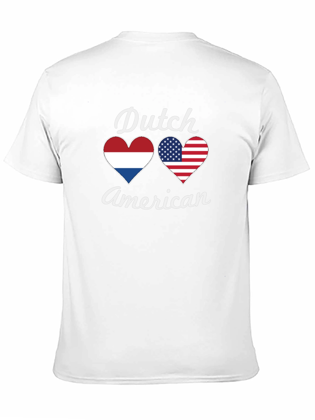 Dutch American Pride T-Shirt Flag Hearts Design