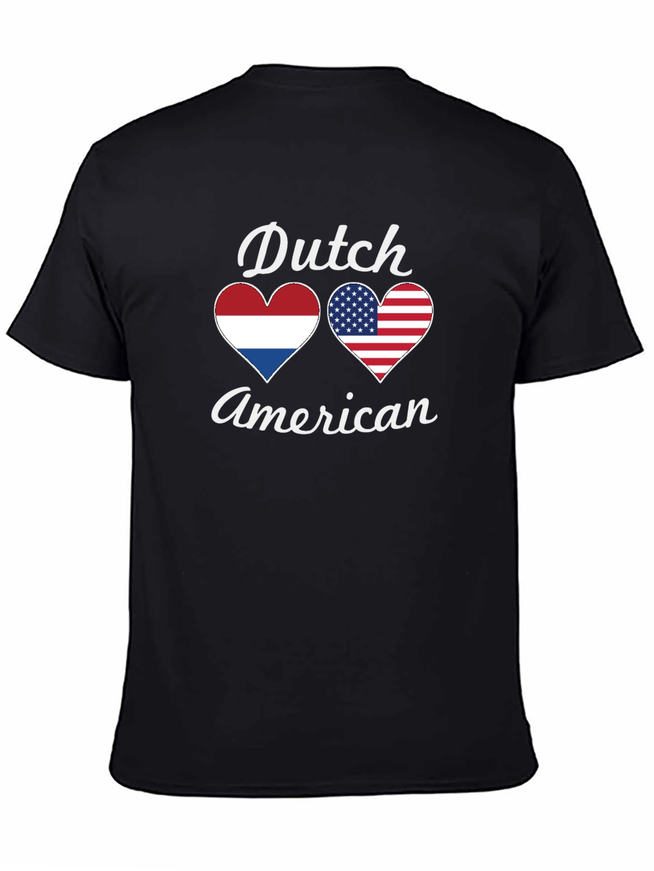 Dutch American Pride T-Shirt Flag Hearts Design