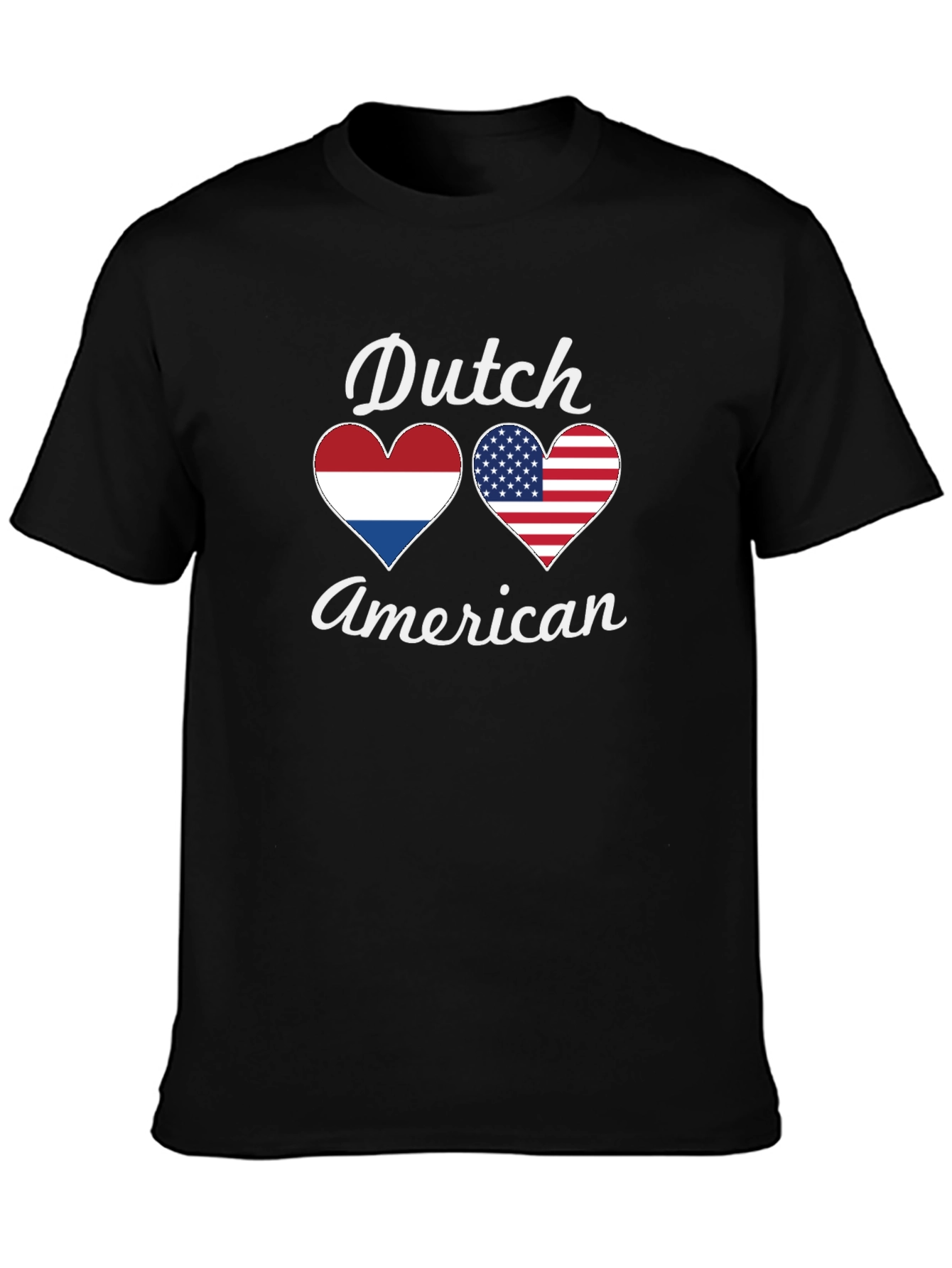 Dutch American Pride T-Shirt Flag Hearts Design
