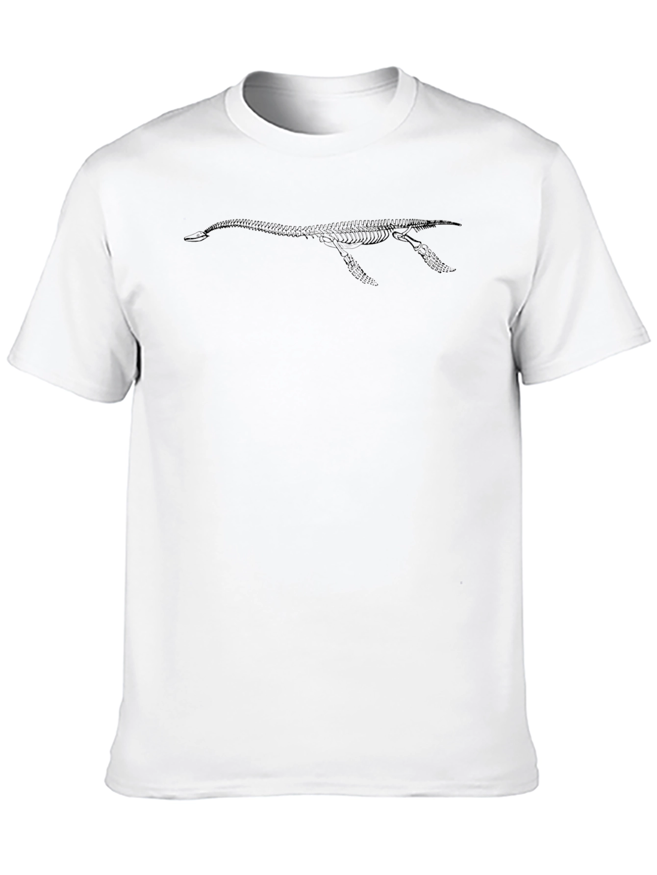 Mens Black Plesiosaur Skeleton Graphic T-Shirt