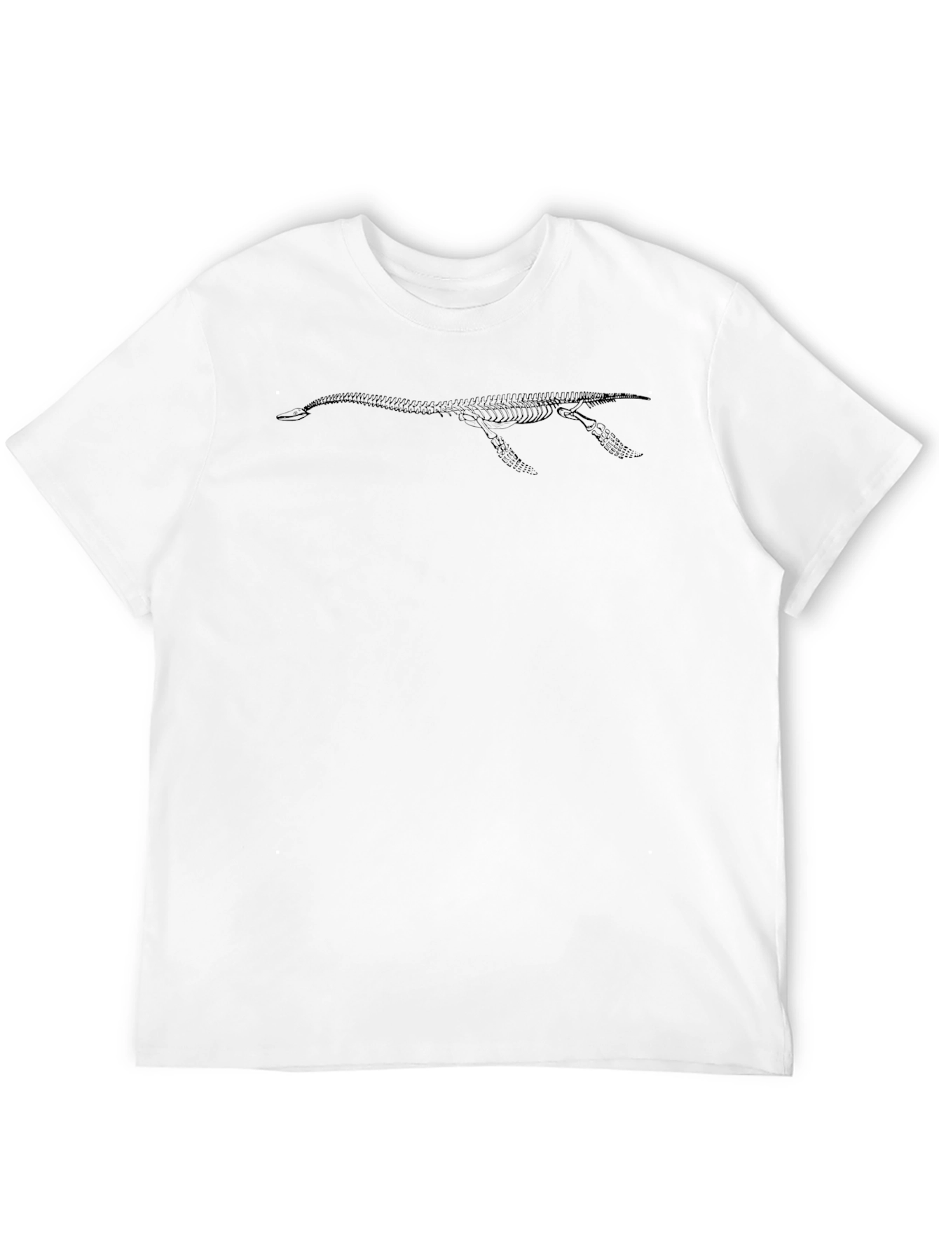 Mens Black Plesiosaur Skeleton Graphic T-Shirt