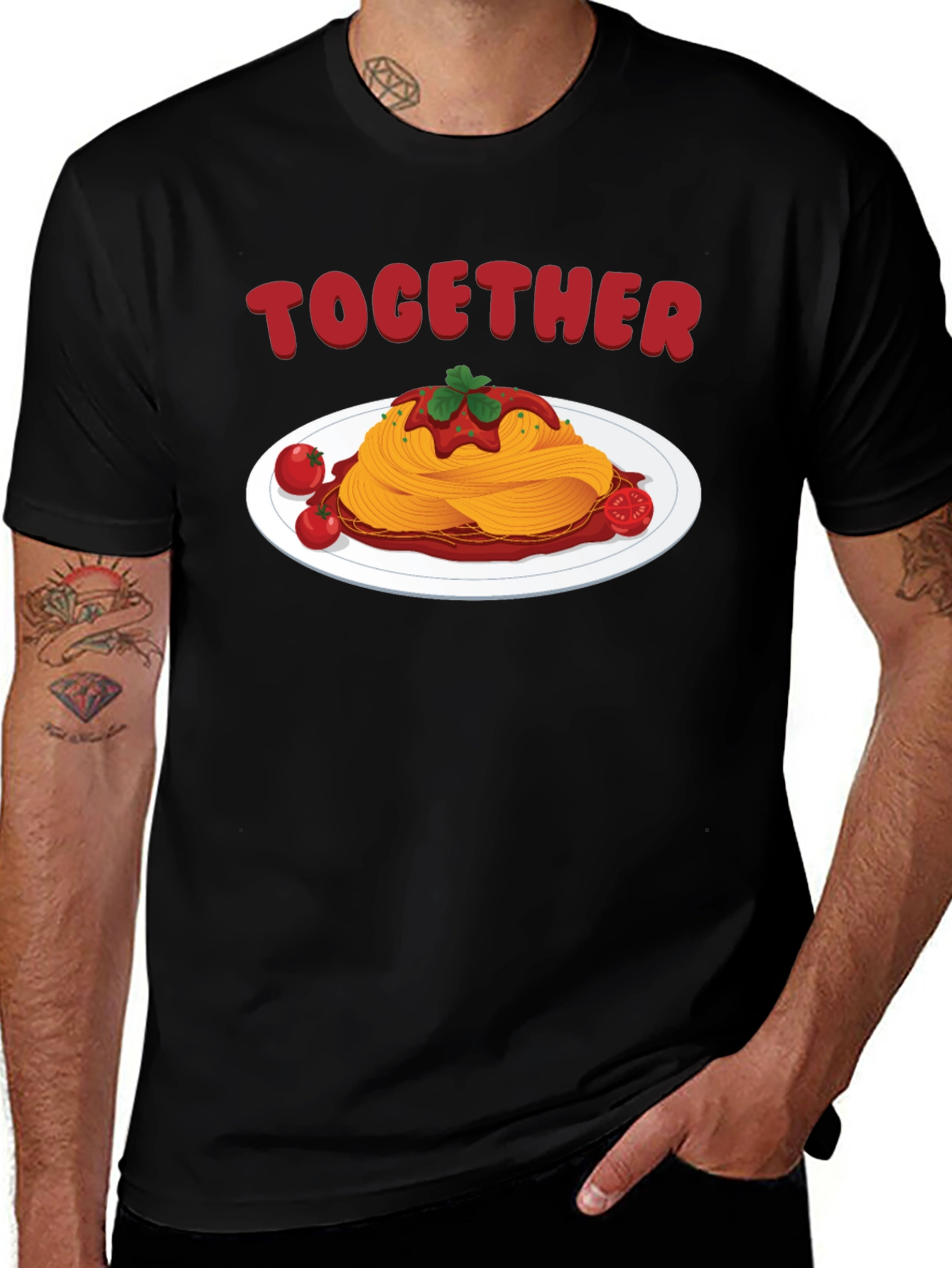 Together Spaghetti Graphic Tee - Black Cotton Shirt