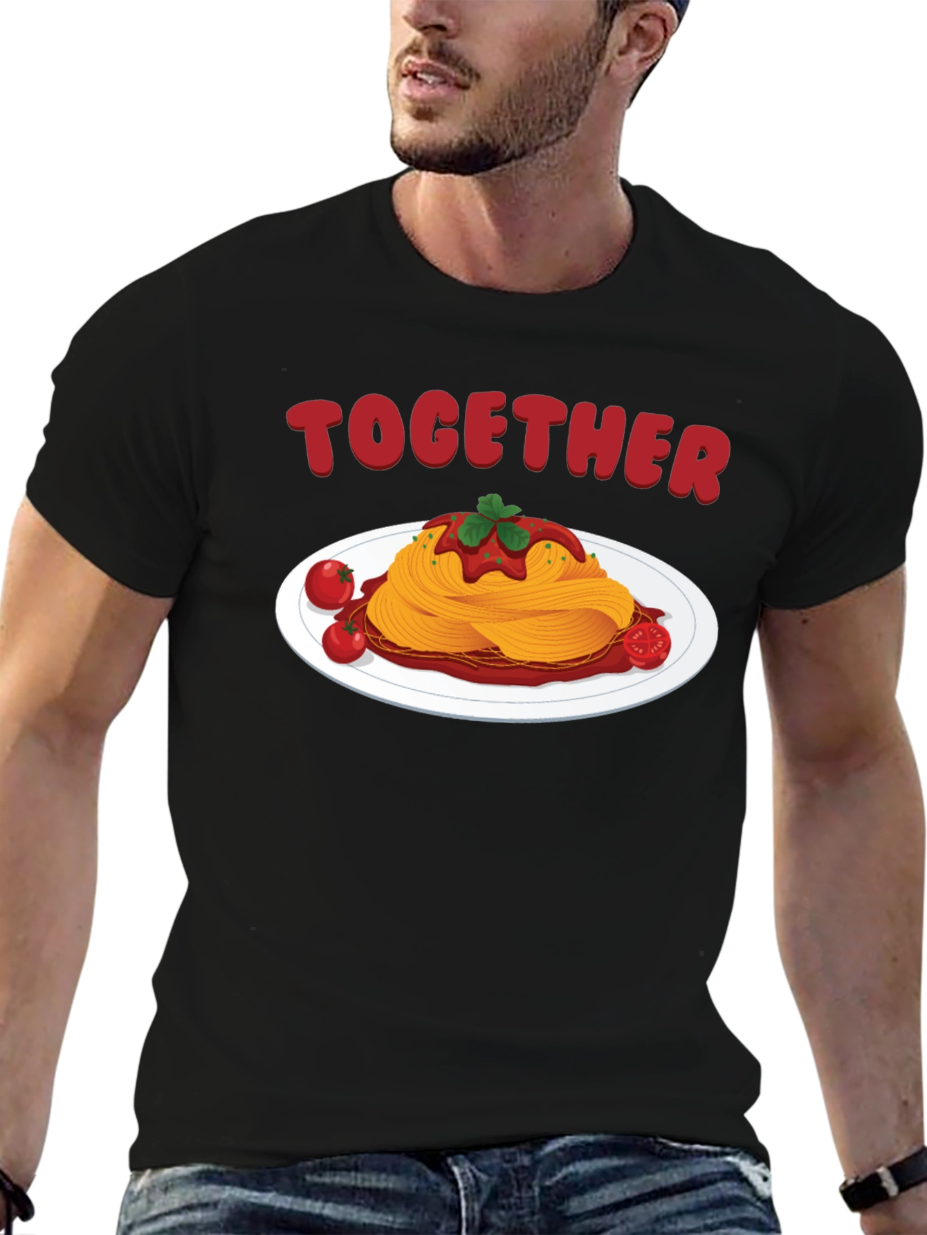 Together Spaghetti Graphic Tee - Black Cotton Shirt