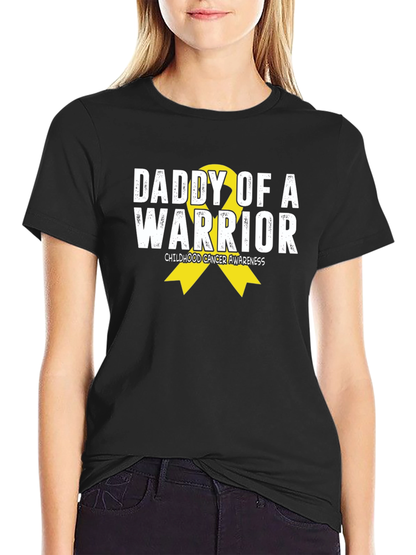 Daddy of a Warrior Childhood Cancer Awareness T-Shirt