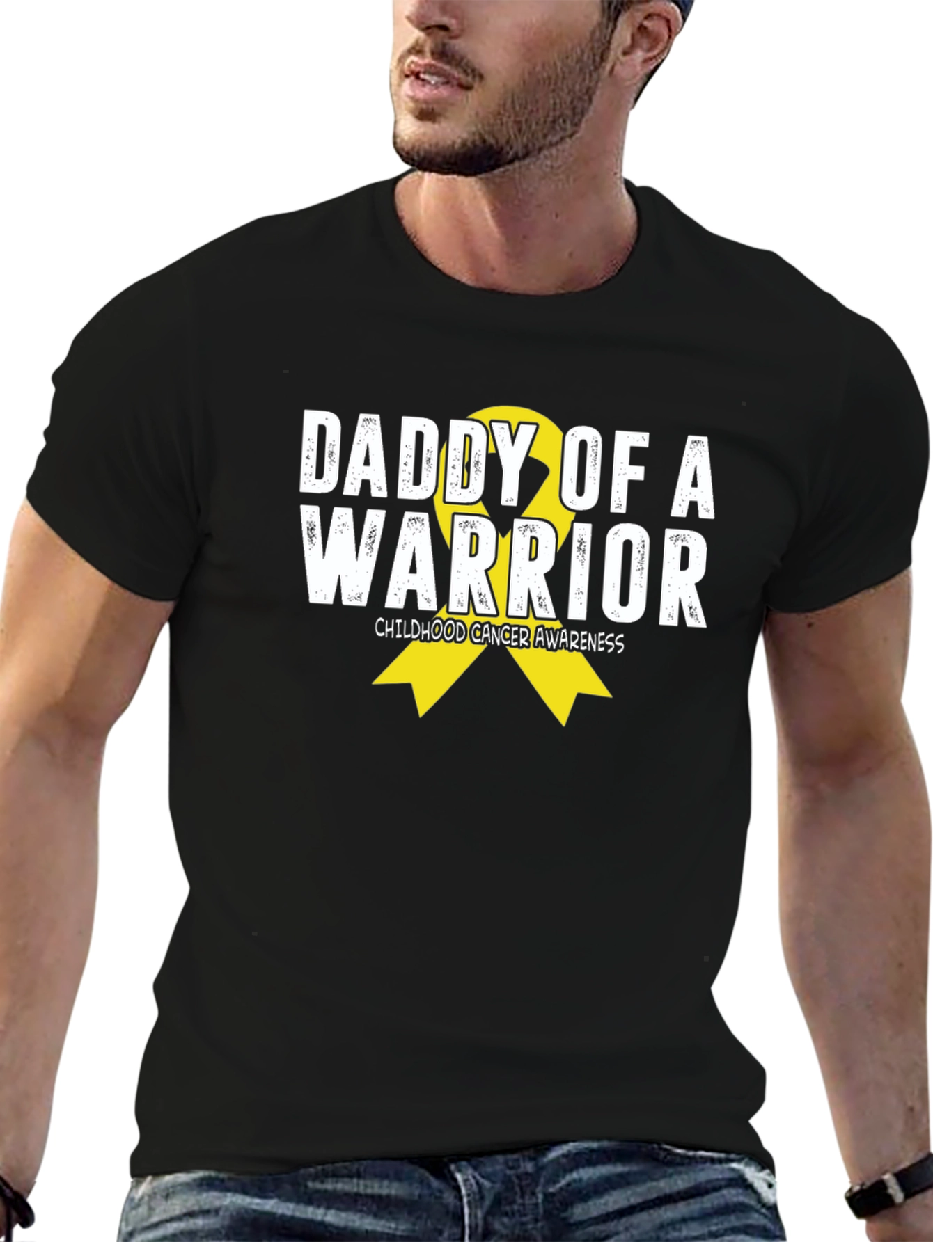 Daddy of a Warrior Childhood Cancer Awareness T-Shirt