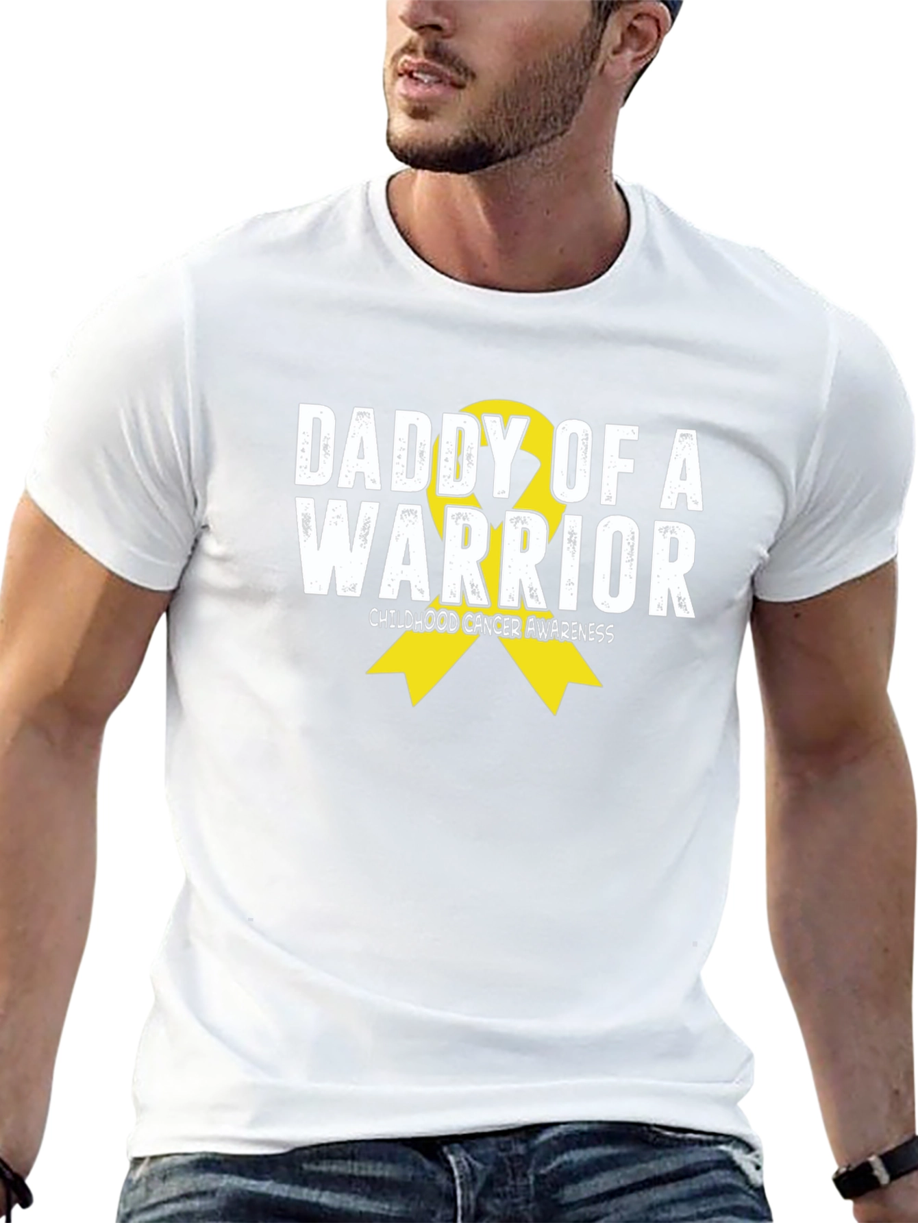 Daddy of a Warrior Childhood Cancer Awareness T-Shirt