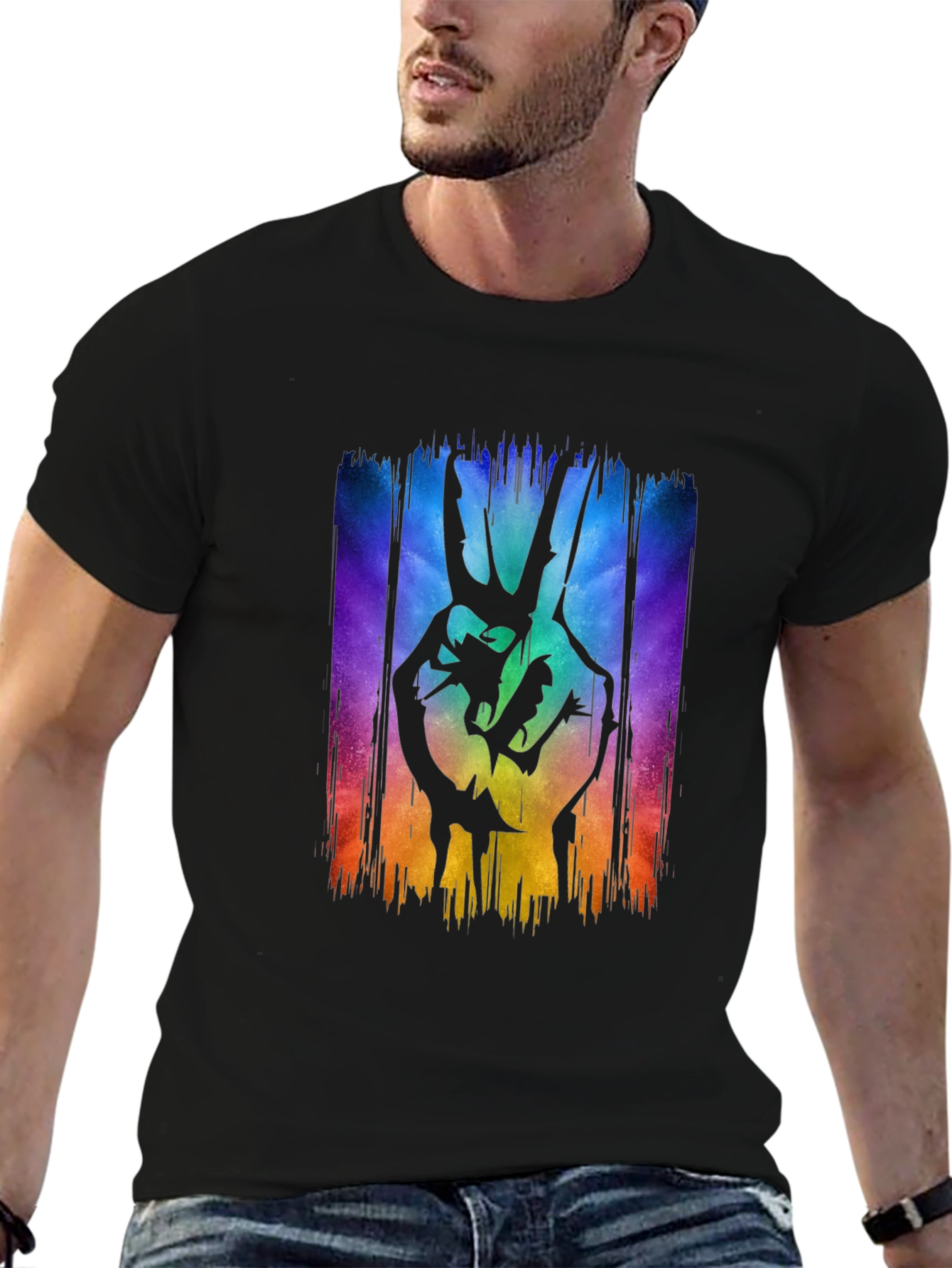 Peace Sign Graphic Tee - Mens Black T-Shirt