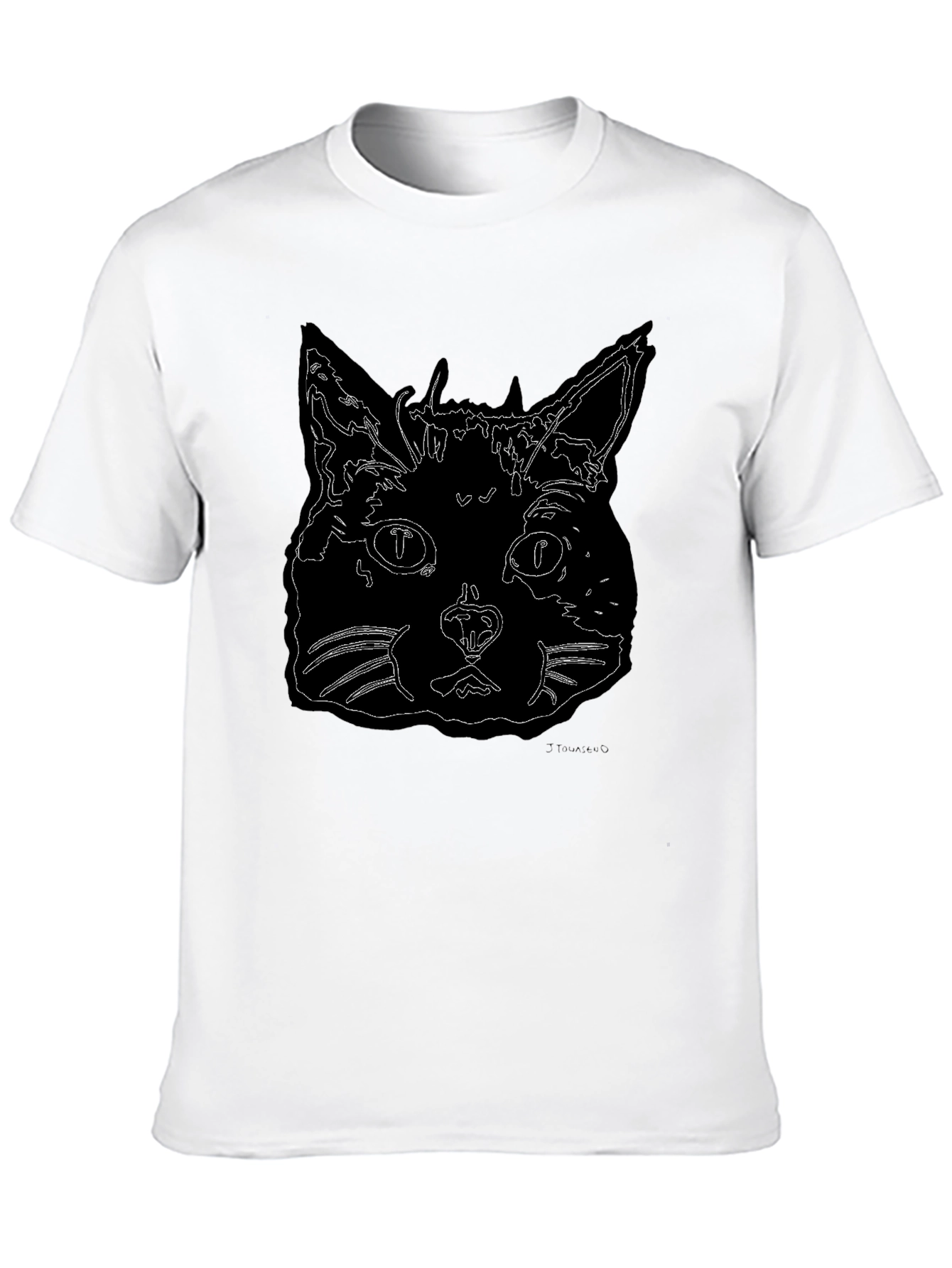 Cool Cat Outline Graphic T-Shirt