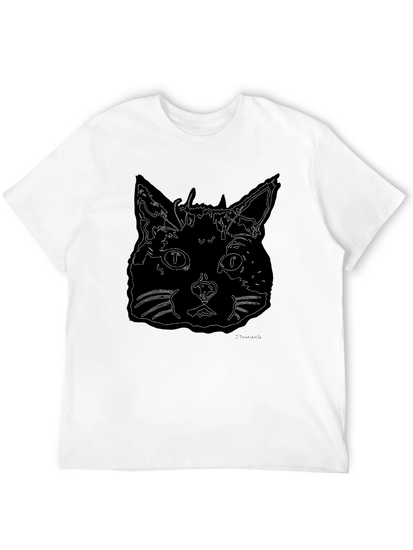 Cool Cat Outline Graphic T-Shirt