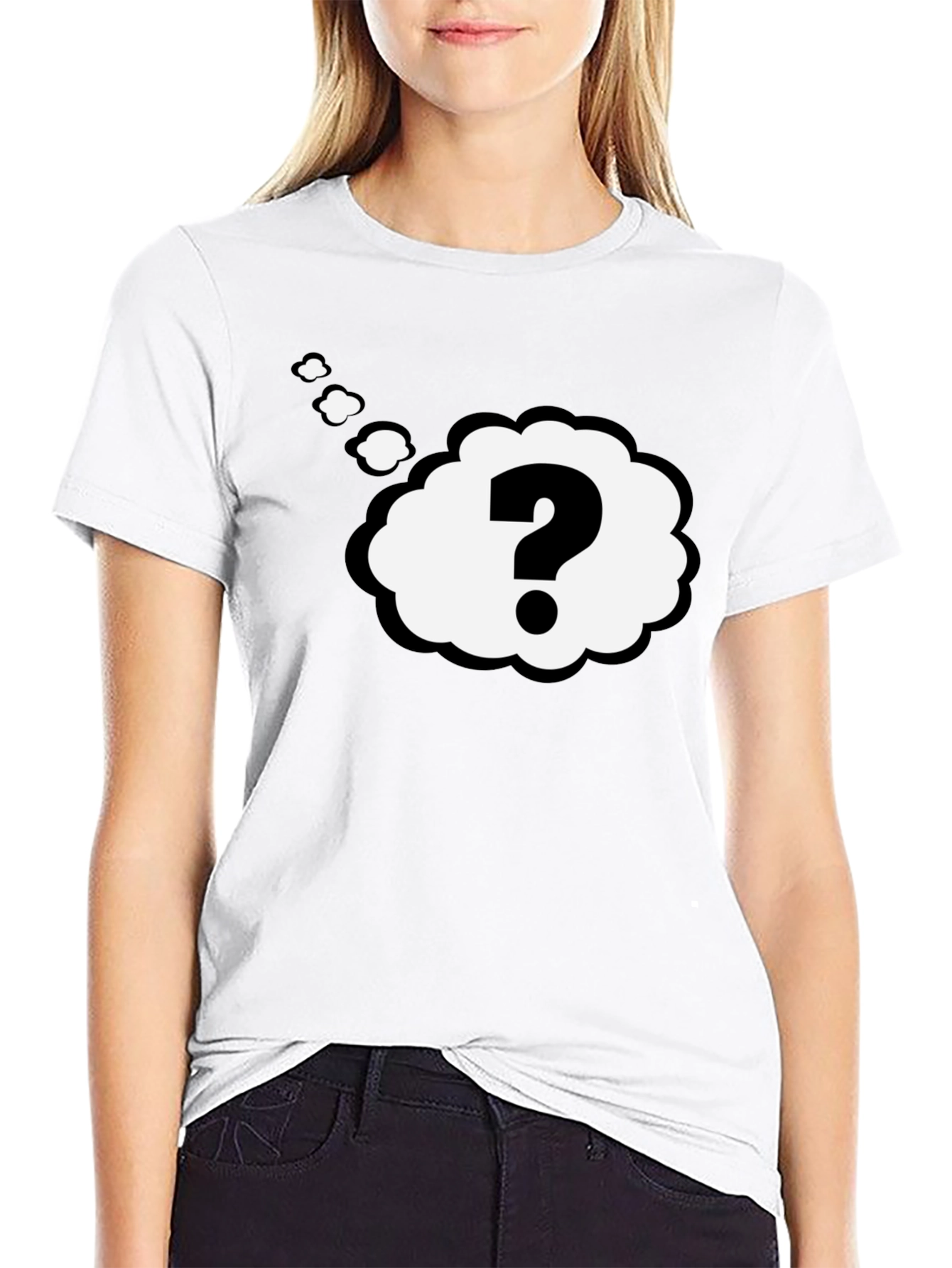 Question Mark Think Bubble Black T-Shirt