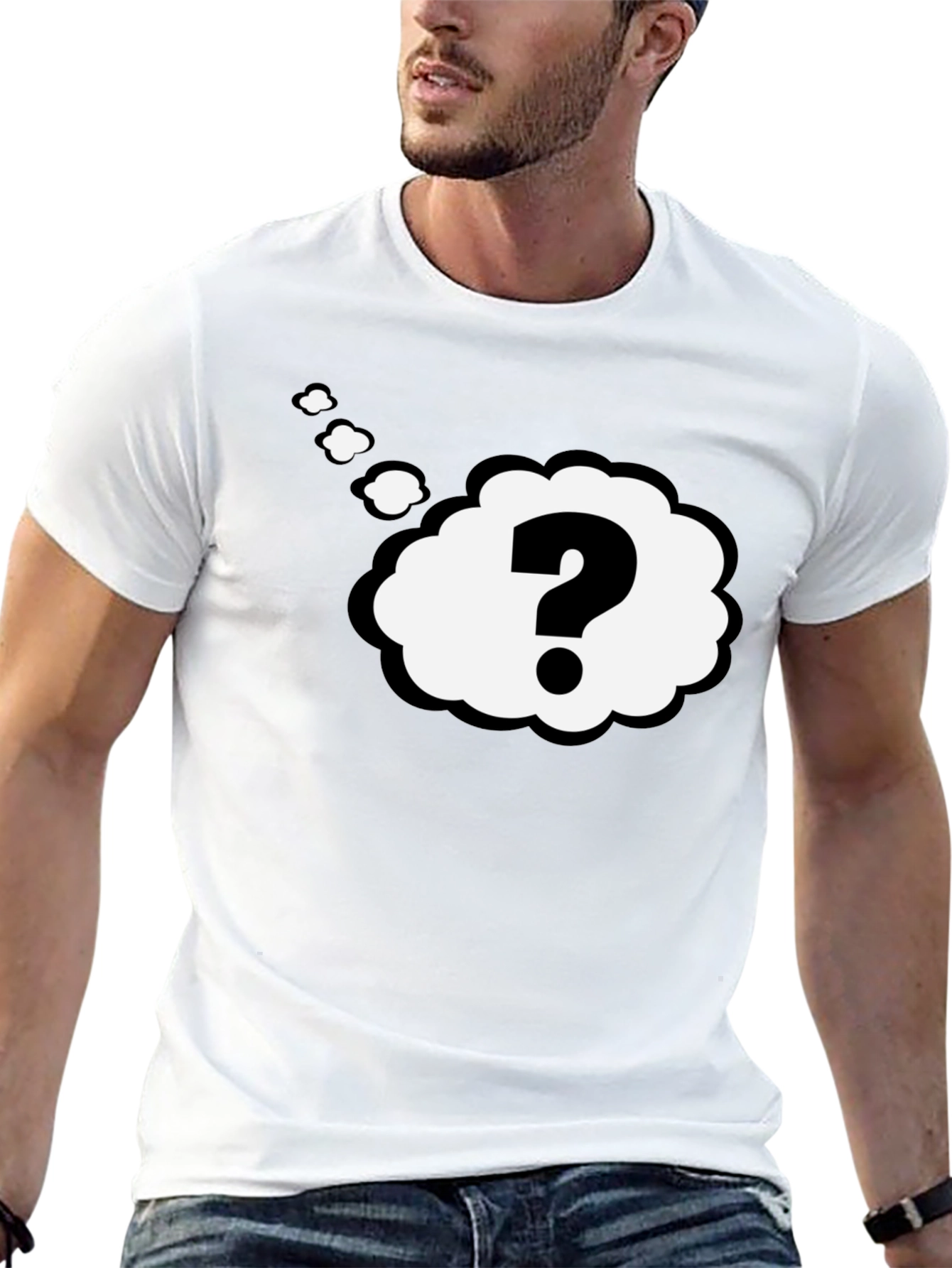 Question Mark Think Bubble Black T-Shirt
