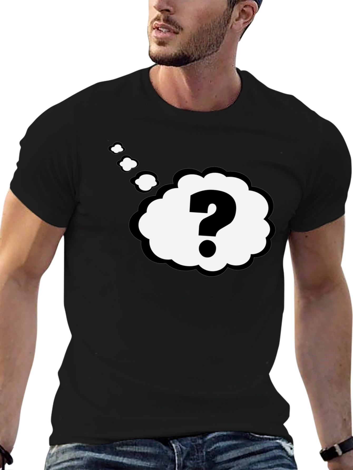 Question Mark Think Bubble Black T-Shirt