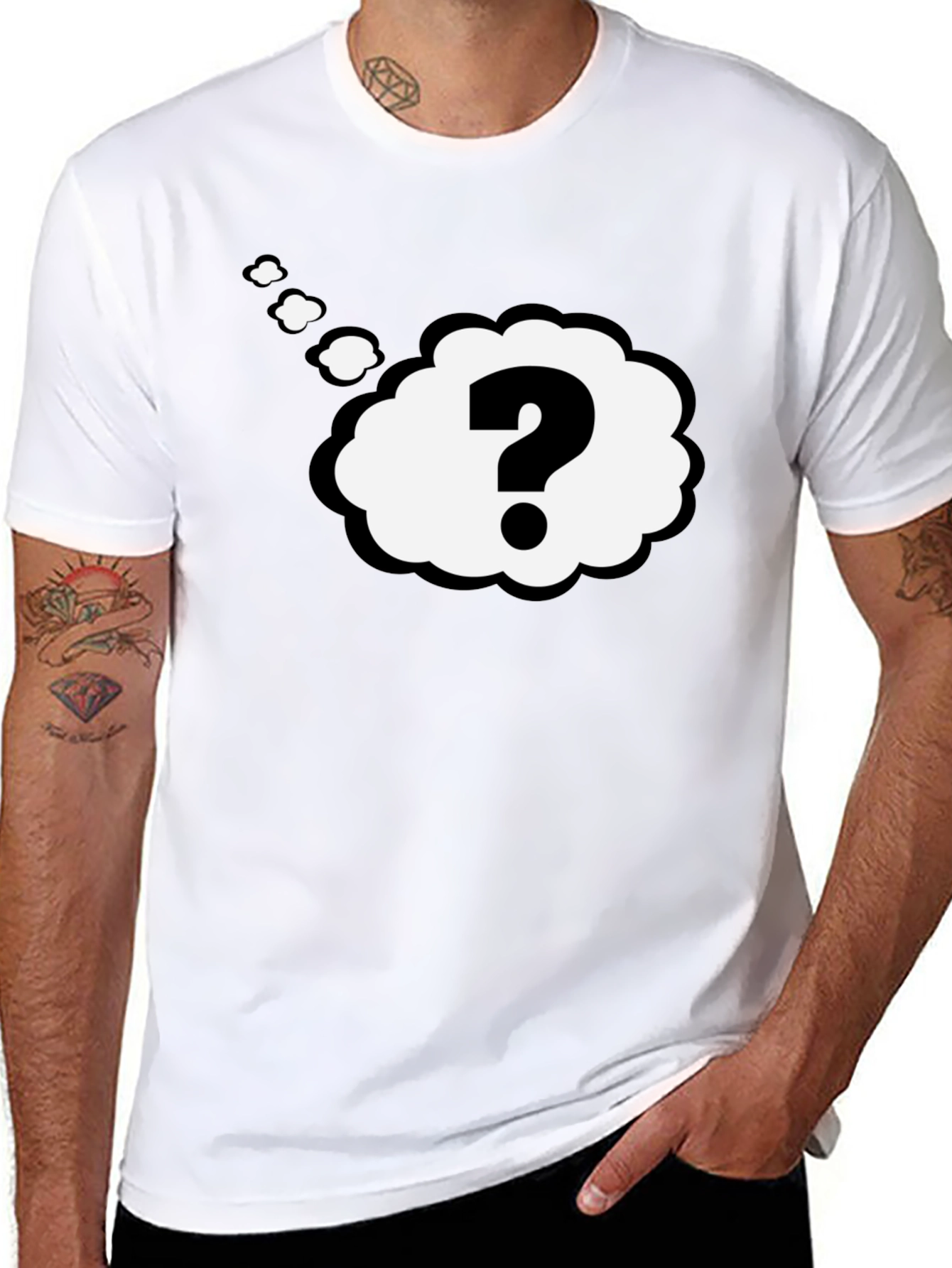 Question Mark Think Bubble Black T-Shirt